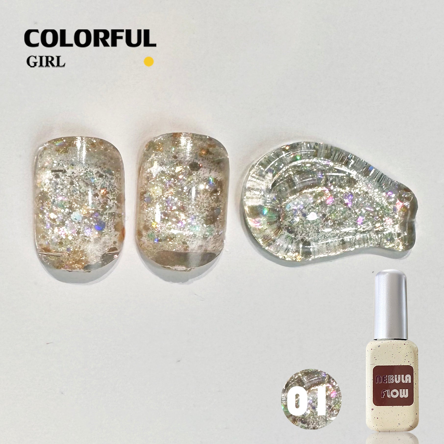 NebulaFlow 24สี แบบแยกขวด เบอร์ 1-24 สีกากเพชร+เลเซอร์แฟลช |สีเจล