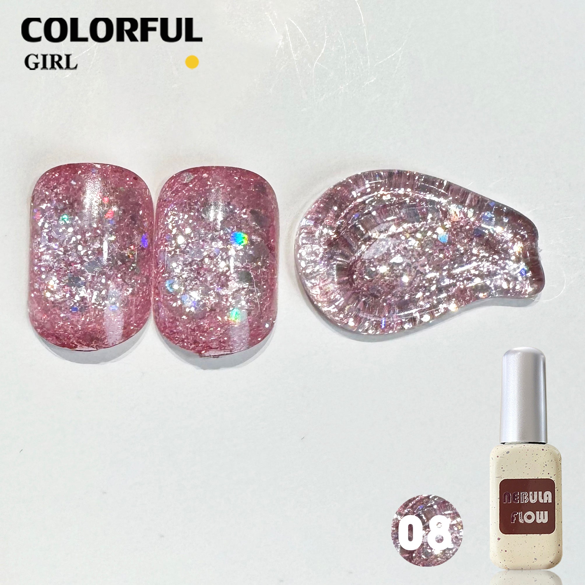 NebulaFlow 24สี แบบแยกขวด เบอร์ 1-24 สีกากเพชร+เลเซอร์แฟลช |สีเจล