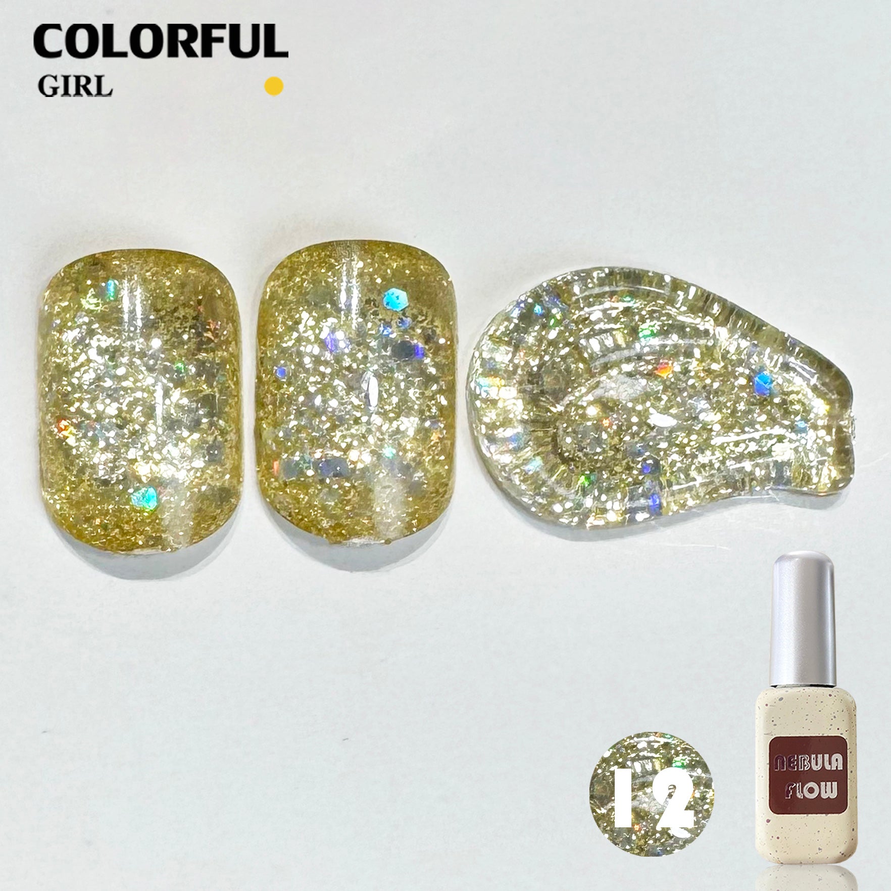 NebulaFlow 24สี แบบแยกขวด เบอร์ 1-24 สีกากเพชร+เลเซอร์แฟลช |สีเจล