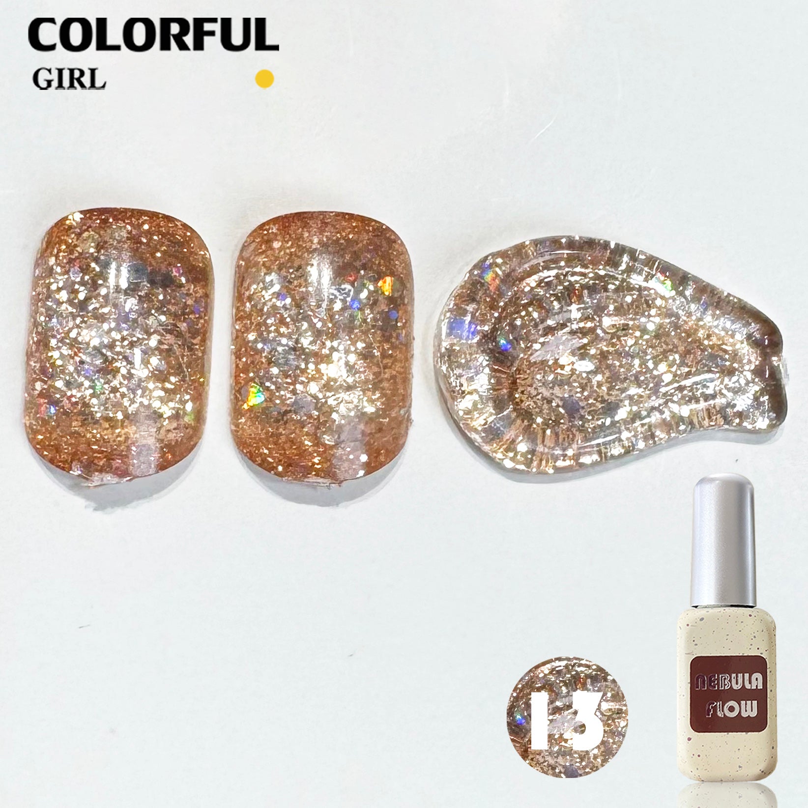 NebulaFlow 24สี แบบแยกขวด เบอร์ 1-24 สีกากเพชร+เลเซอร์แฟลช |สีเจล