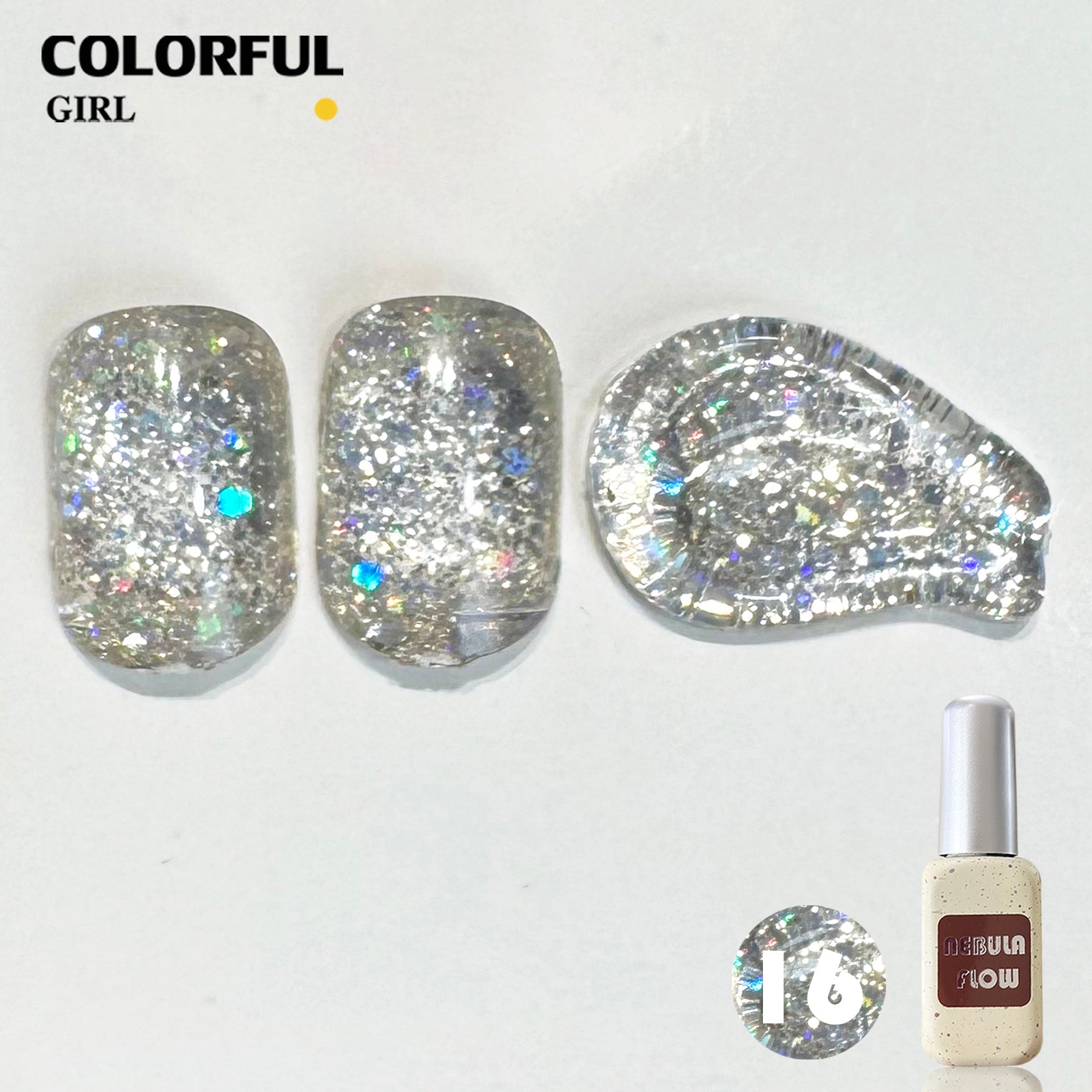 NebulaFlow 24สี แบบแยกขวด เบอร์ 1-24 สีกากเพชร+เลเซอร์แฟลช |สีเจล