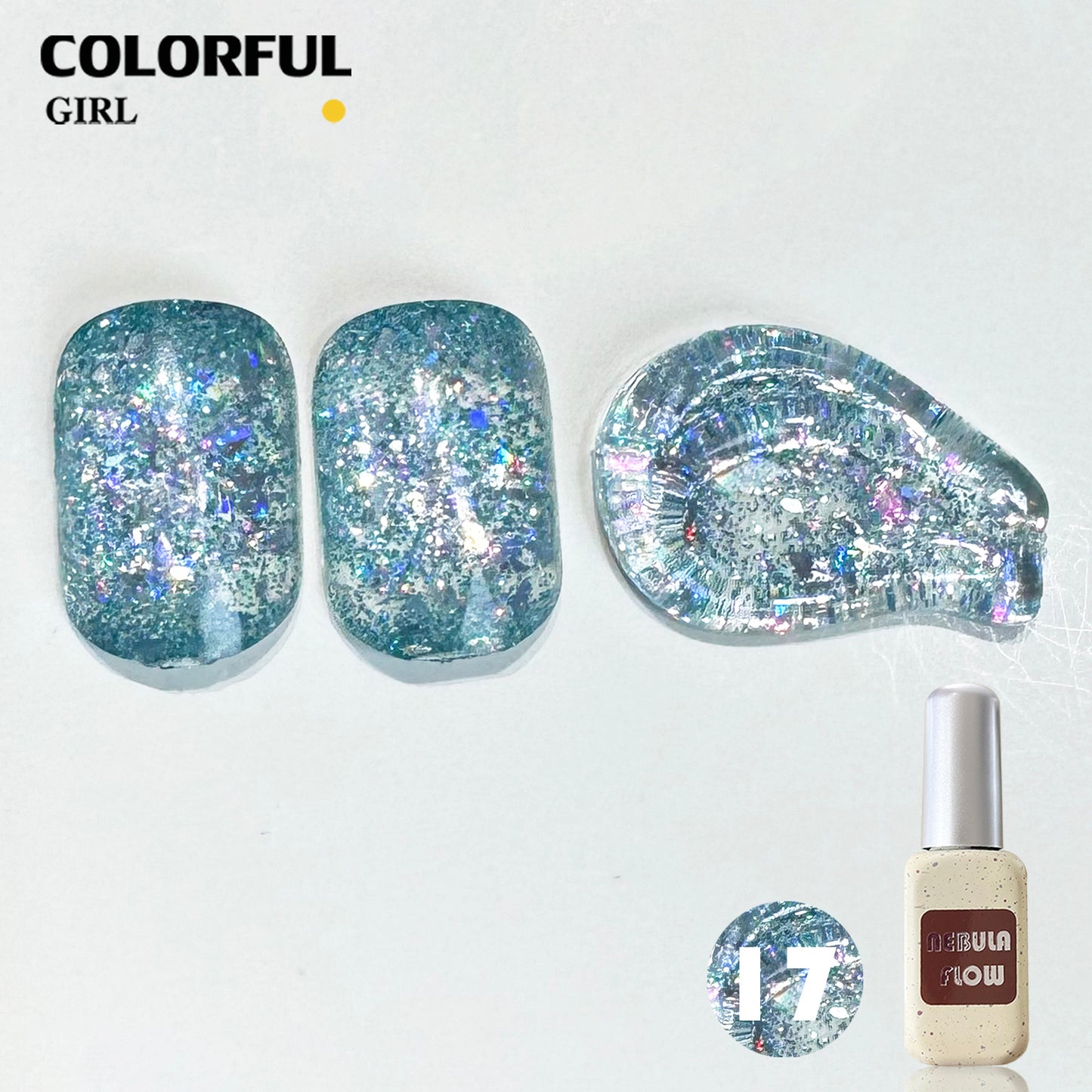 【พร้อมส่ง】NF-017|24สี แบบแยกขวด สีกากเพชร+เลเซอร์แฟลช NebulNFlow|สีเจล สีเล็บเจล วิบวับ สวยมาก ต้องอบ