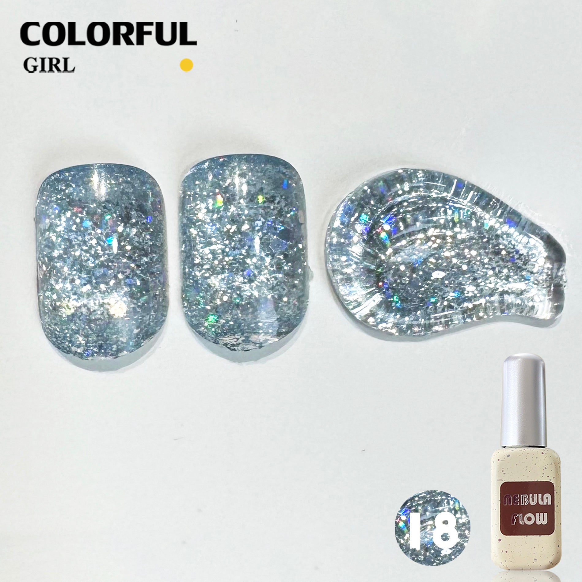 NebulaFlow 24สี แบบแยกขวด เบอร์ 1-24 สีกากเพชร+เลเซอร์แฟลช |สีเจล