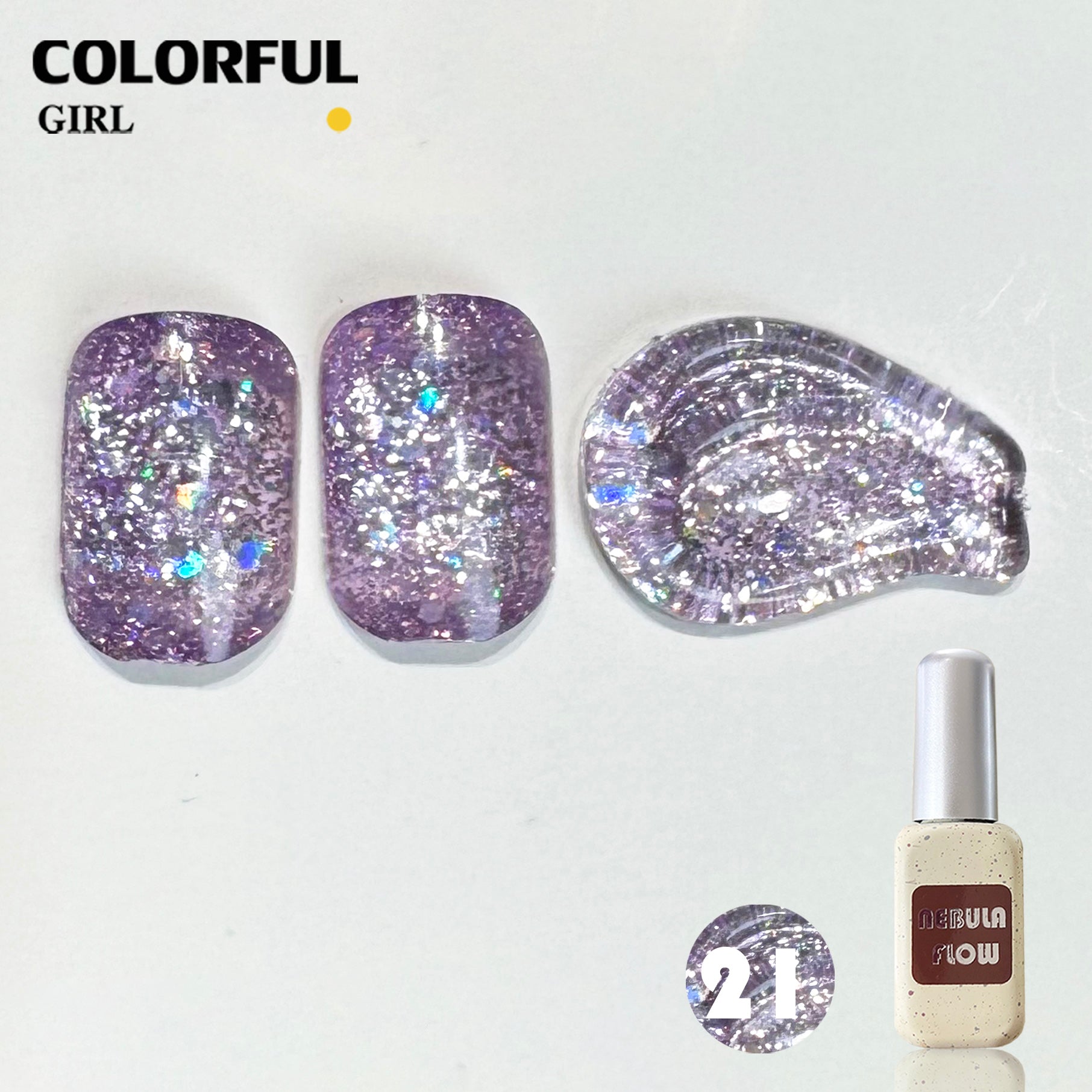 NebulaFlow 24สี แบบแยกขวด เบอร์ 1-24 สีกากเพชร+เลเซอร์แฟลช |สีเจล