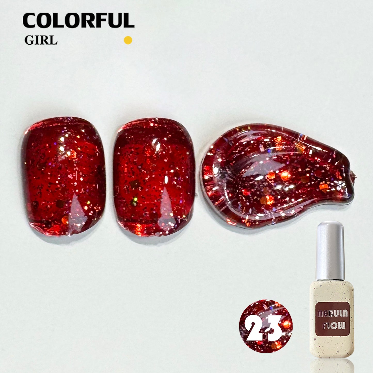【พร้อมส่ง】NF-022| เบอร์ 1-24 สีเจลสีแดง แบบแยกขวด NebulNFlow|สีเจลไซรัป /สีเจลกลิซเตอร์/สีเจลสีพื้น/สีเจลแคทอาย ต้องอบ  สีแน่น วิบวับ สวยมาก