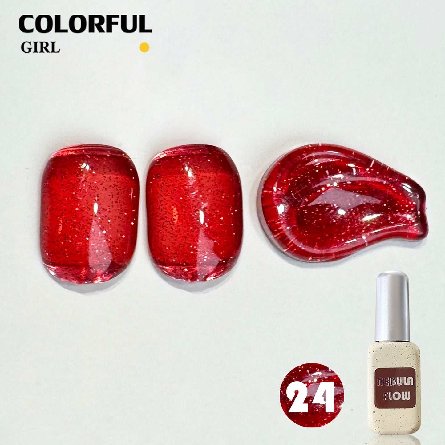 【พร้อมส่ง】NF-022| เบอร์ 1-24 สีเจลสีแดง แบบแยกขวด NebulNFlow|สีเจลไซรัป /สีเจลกลิซเตอร์/สีเจลสีพื้น/สีเจลแคทอาย ต้องอบ  สีแน่น วิบวับ สวยมาก