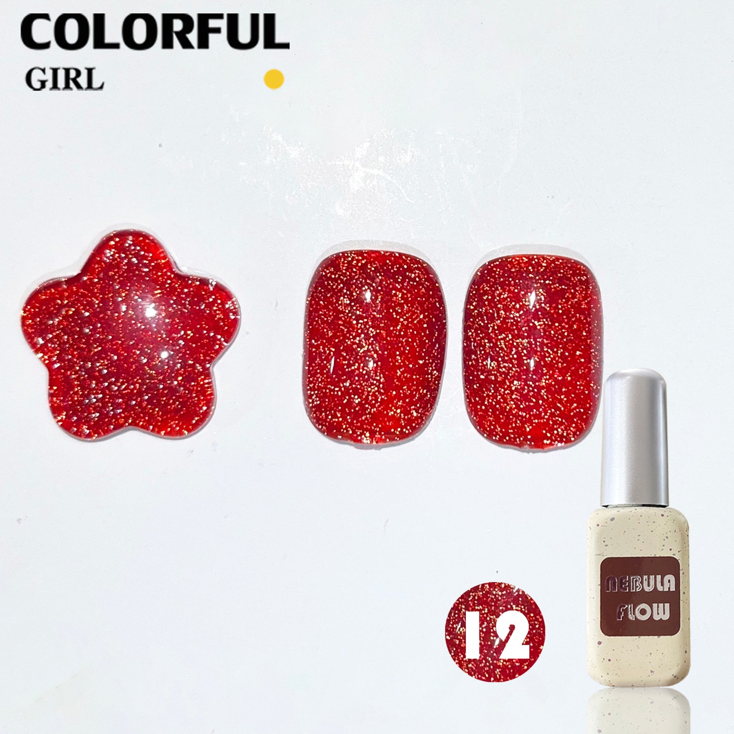 【พร้อมส่ง】NF-007|เบอร์ 1-12 แบบแยกขวด สีเจลสีแดง NebulNFlow| สีเจลสีพื้น/สีเจลแคทอาย/สีเจลกลิซเตอร์/สีเจลไซรัป วิบวับ สีแน่น ต้องอบ สวยมาก "