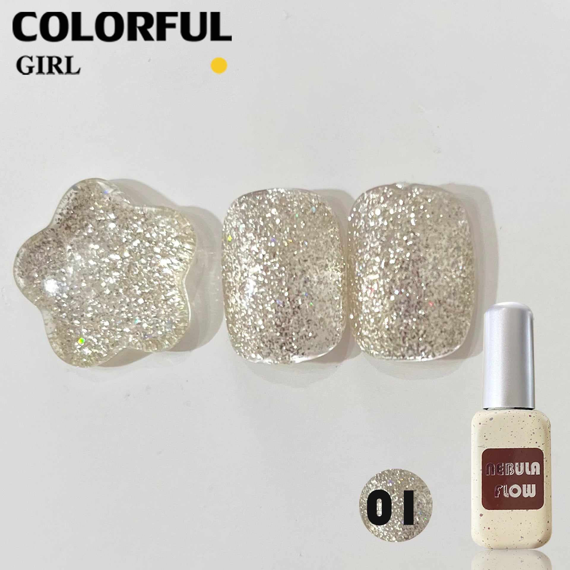NebulaFlow 12สี แบบแยกขวด |สีเจลสีพื้น/สีเจลกลิซเตอร์ (ชาร์ทโทนเขียว)