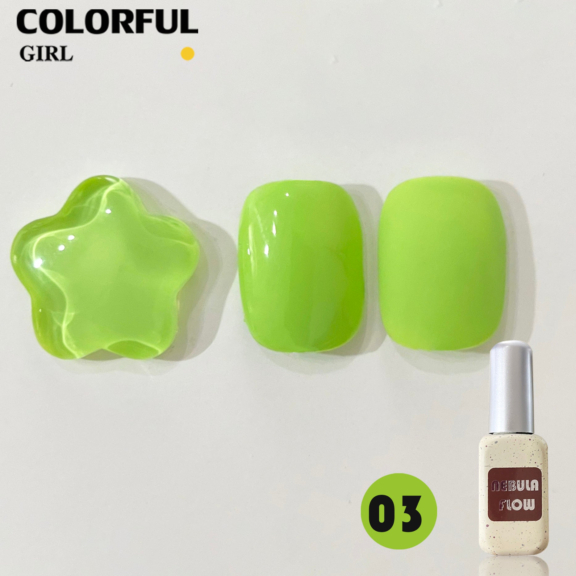 NebulaFlow 12สี แบบแยกขวด |สีเจลสีพื้น/สีเจลกลิซเตอร์ (ชาร์ทโทนเขียว)