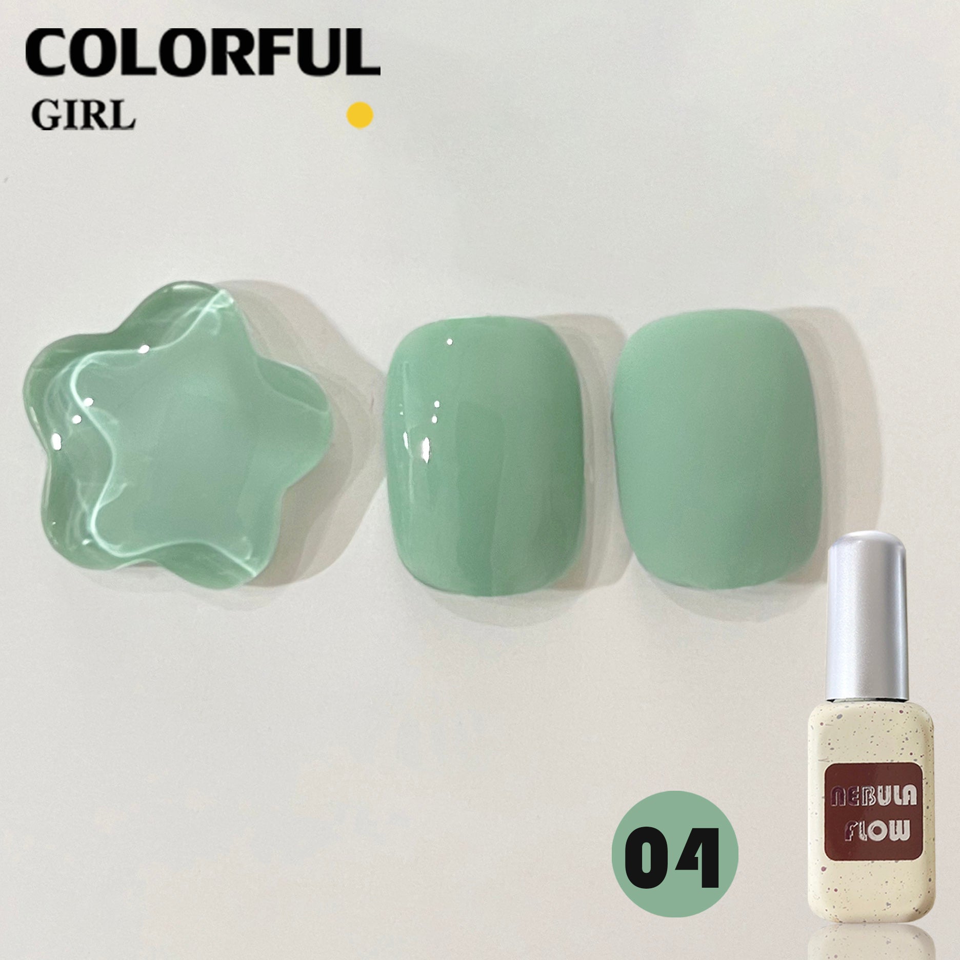 NebulaFlow 12สี แบบแยกขวด |สีเจลสีพื้น/สีเจลกลิซเตอร์ (ชาร์ทโทนเขียว)