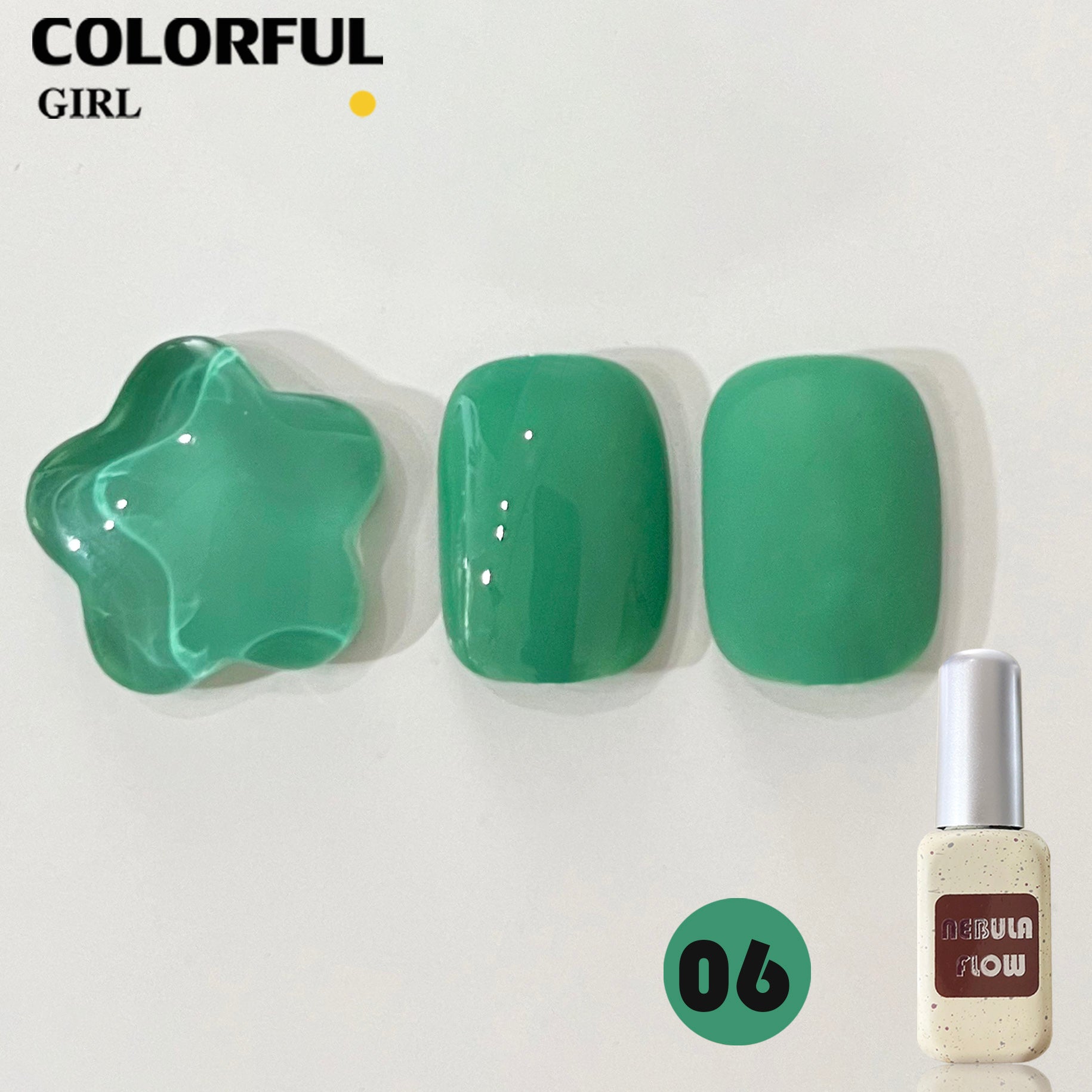 NebulaFlow 12สี แบบแยกขวด |สีเจลสีพื้น/สีเจลกลิซเตอร์ (ชาร์ทโทนเขียว)