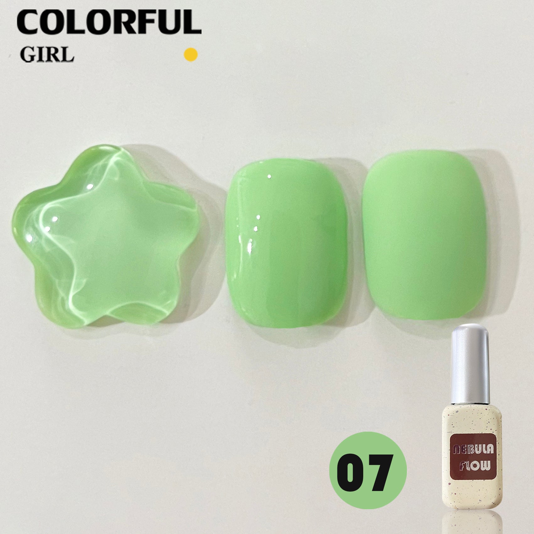 NebulaFlow 12สี แบบแยกขวด |สีเจลสีพื้น/สีเจลกลิซเตอร์ (ชาร์ทโทนเขียว)