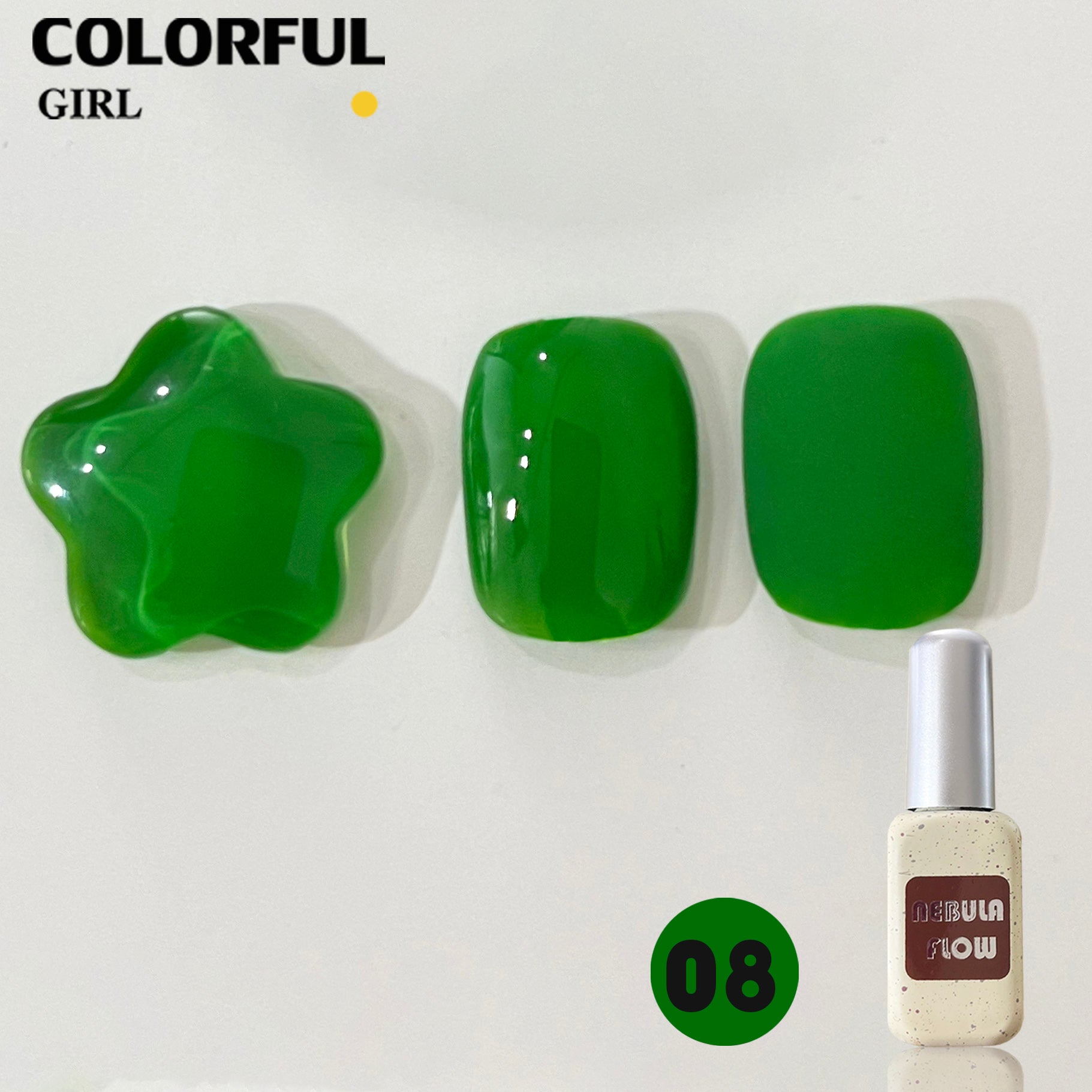 NebulaFlow 12สี แบบแยกขวด |สีเจลสีพื้น/สีเจลกลิซเตอร์ (ชาร์ทโทนเขียว)