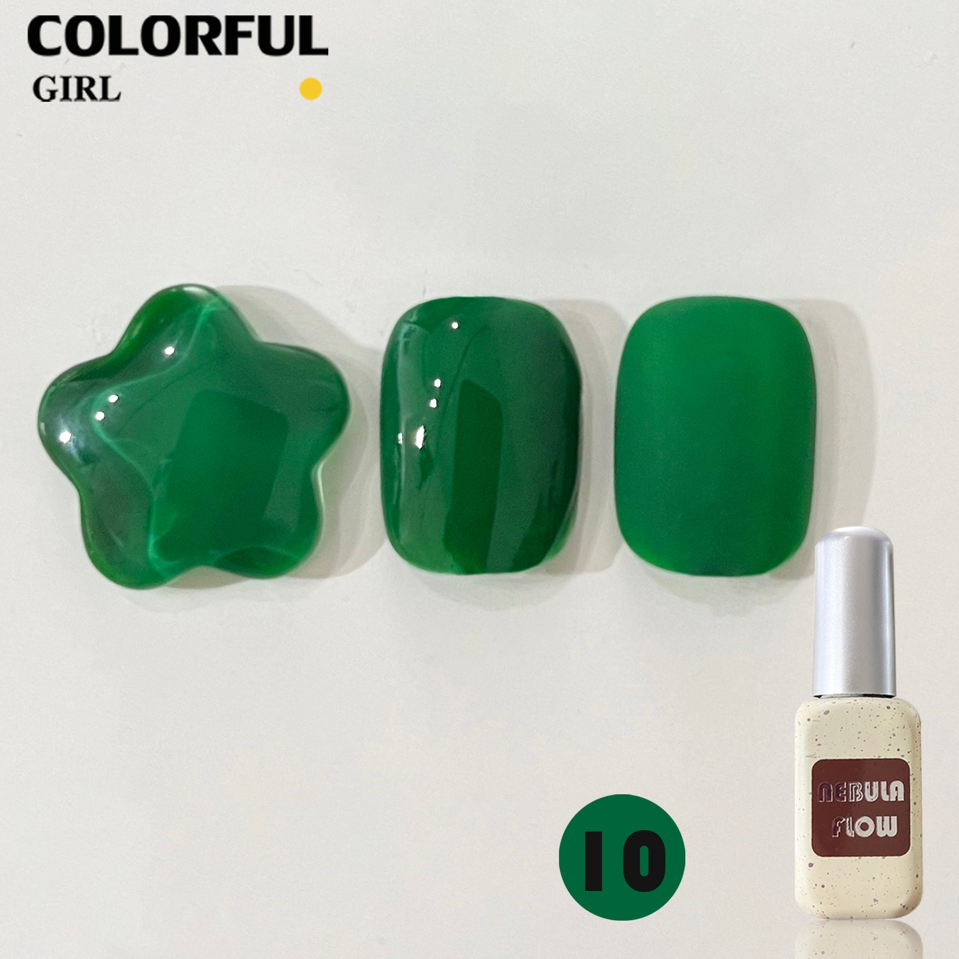 NebulaFlow 12สี แบบแยกขวด |สีเจลสีพื้น/สีเจลกลิซเตอร์ (ชาร์ทโทนเขียว)