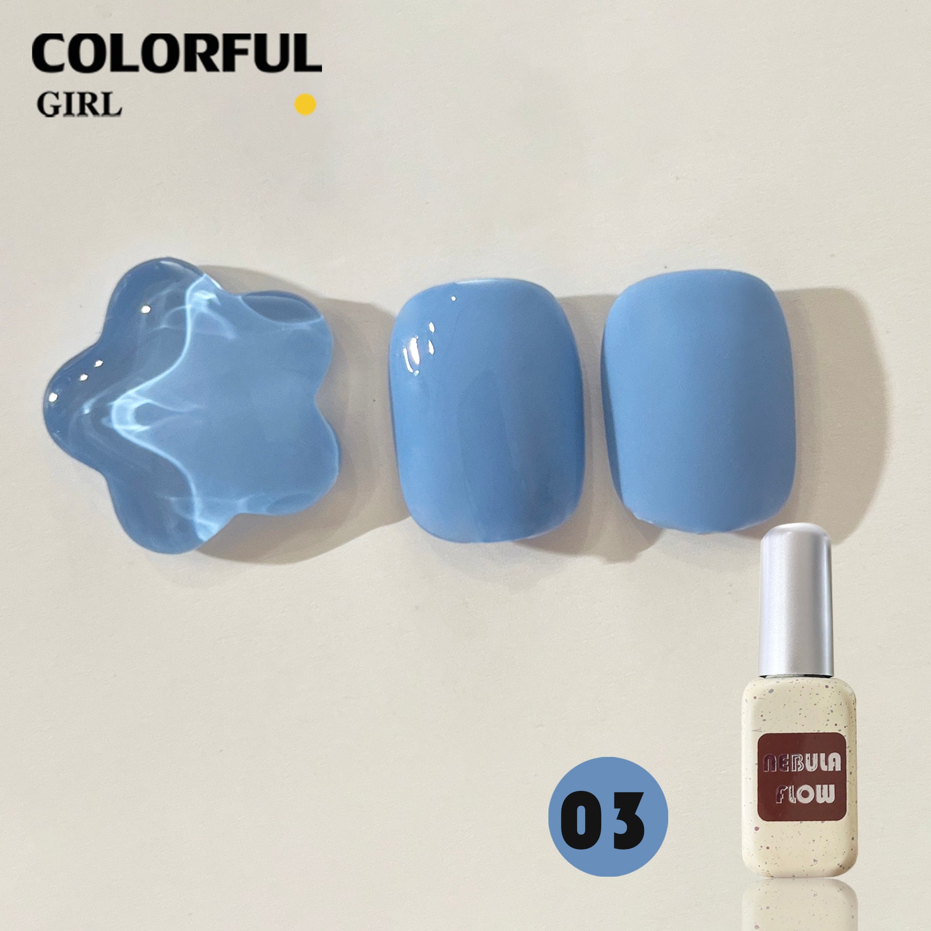NebulaFlow 12สี แบบแยกขวด |สีเจลสีพื้น/สีเจลกลิซเตอร์ (ชาร์ทโทนน้ำเงิน)