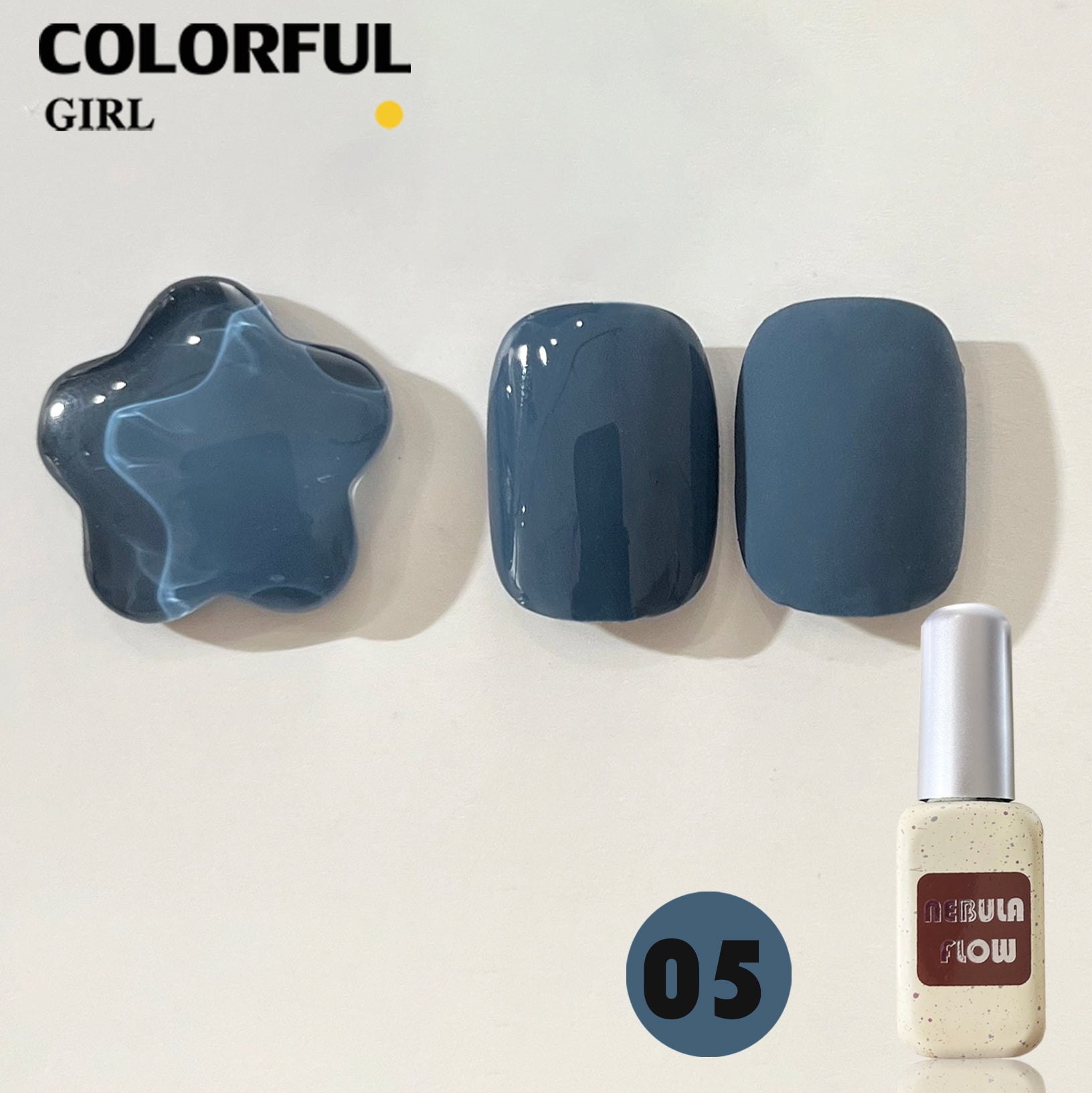 NebulaFlow 12สี แบบแยกขวด |สีเจลสีพื้น/สีเจลกลิซเตอร์ (ชาร์ทโทนน้ำเงิน)