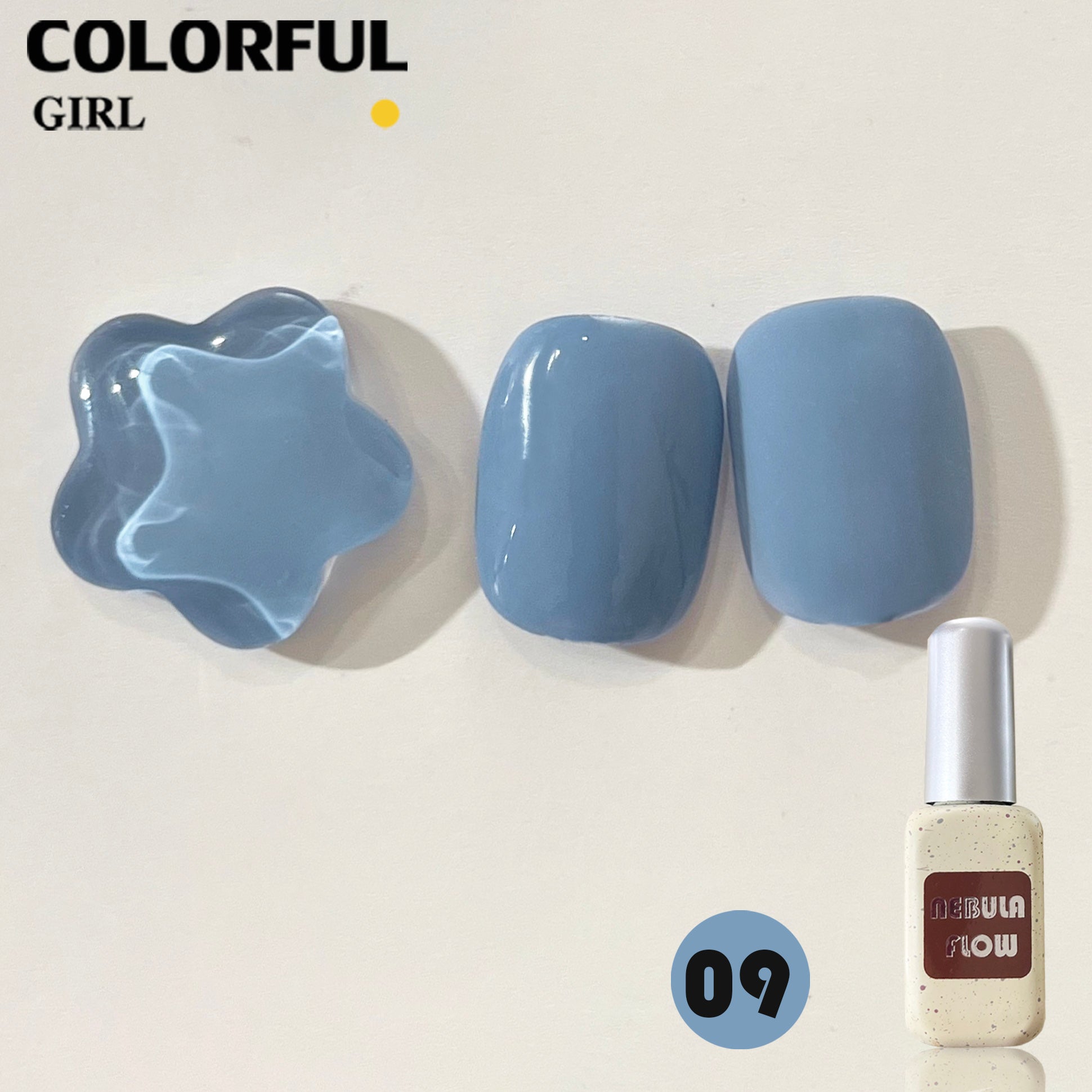 NebulaFlow 12สี แบบแยกขวด |สีเจลสีพื้น/สีเจลกลิซเตอร์ (ชาร์ทโทนน้ำเงิน)