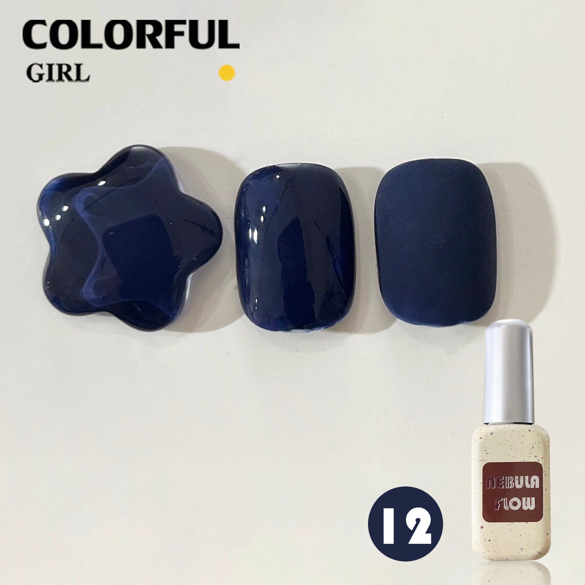 NebulaFlow 12สี แบบแยกขวด |สีเจลสีพื้น/สีเจลกลิซเตอร์ (ชาร์ทโทนน้ำเงิน)