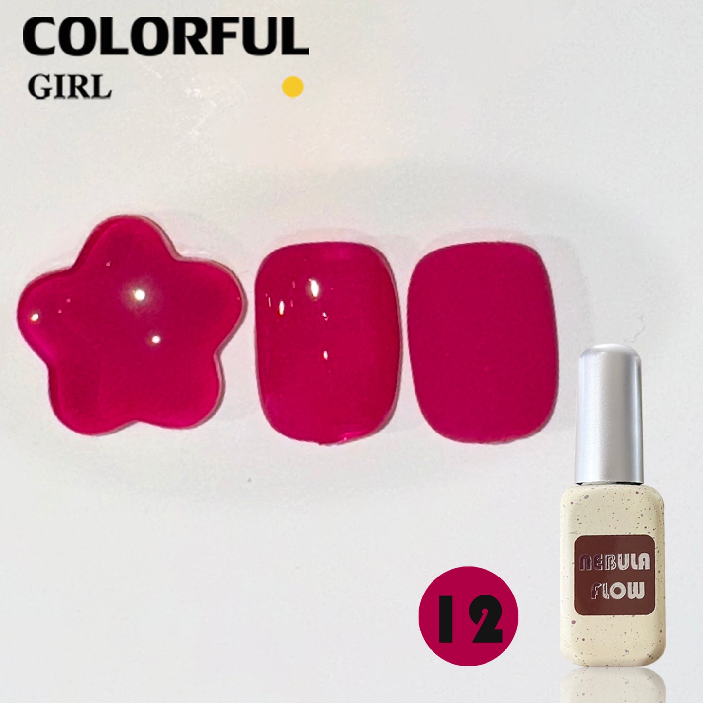 【พร้อมส่ง】NF-012 |12สี แบบแยกขวด สีเจลสีชมพู NebulNFlow| สีเจลกลิซเตอร์/สีเจลสีพื้น/ ต้องอบ สีแน่น วิบวับ สวยมาก