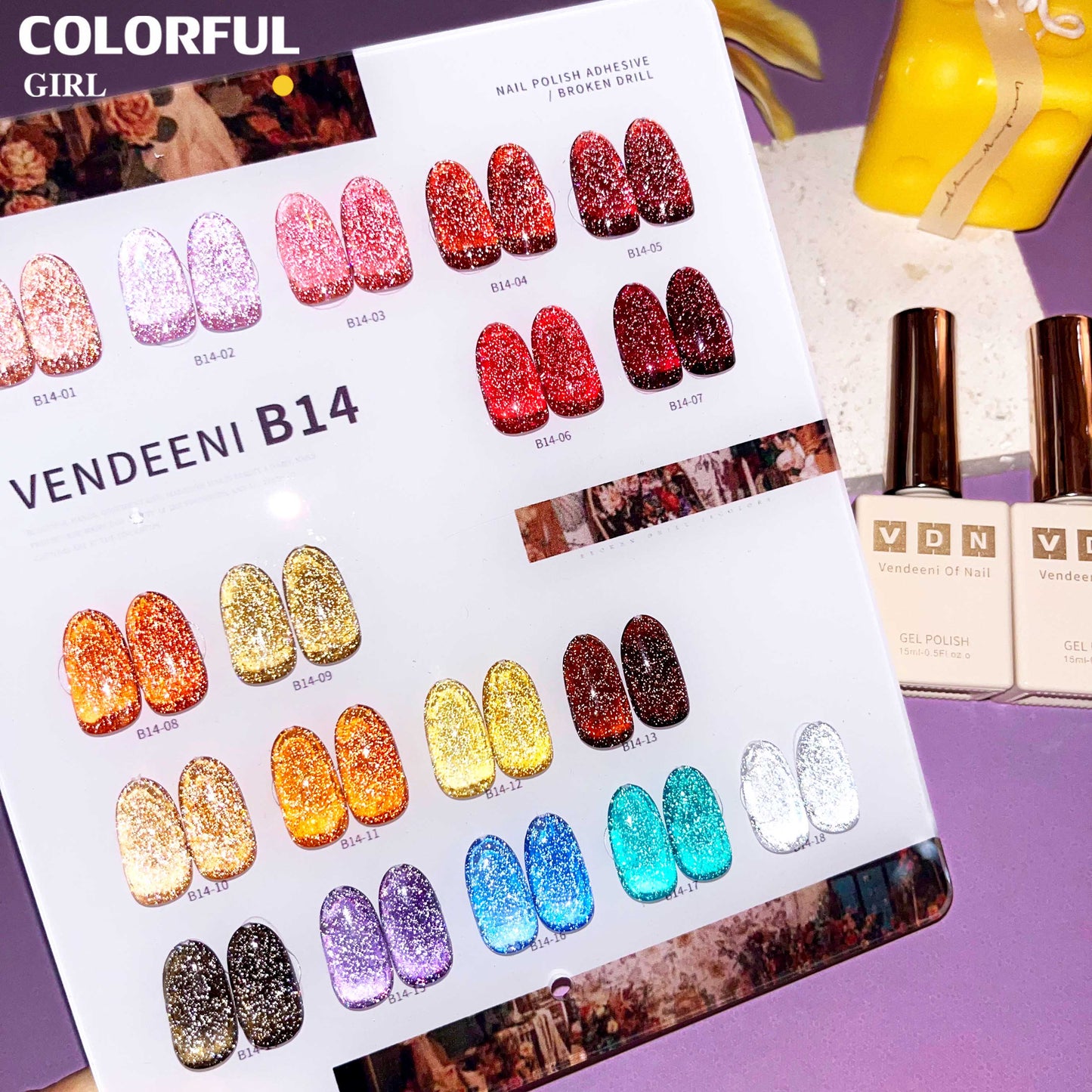 【พร้อมส่ง】สีเจลแฟลช สีทาเล็บเจล VENDEENI 18สี( VENDEENI) สีเจล 18สี สีเจลแฟลช แถม ชาร์ทสี