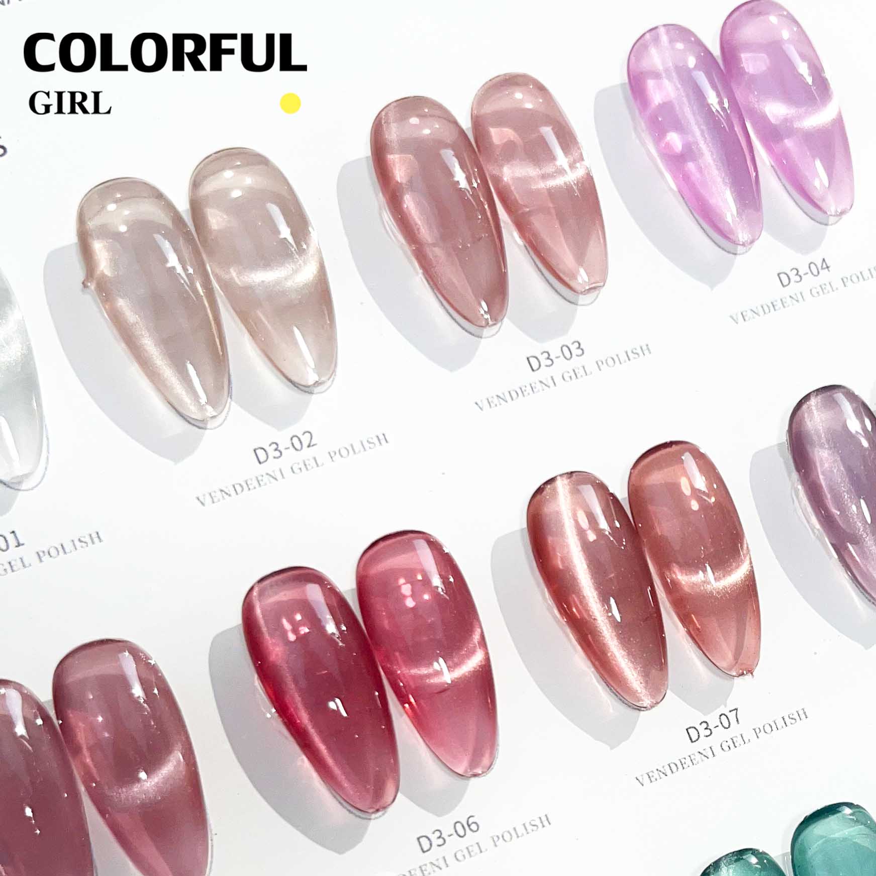 VENDEENI D-3 12 สี สีลูกแก้วแคทอาย พร้อมชาร์ทสี