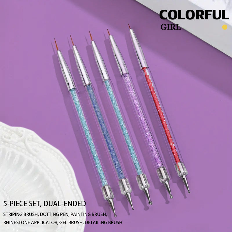ปากกา Pull Line ( ชุด 5 ด้าม ) สองหัว หัวพู่กันและหัวสำหรับจุด