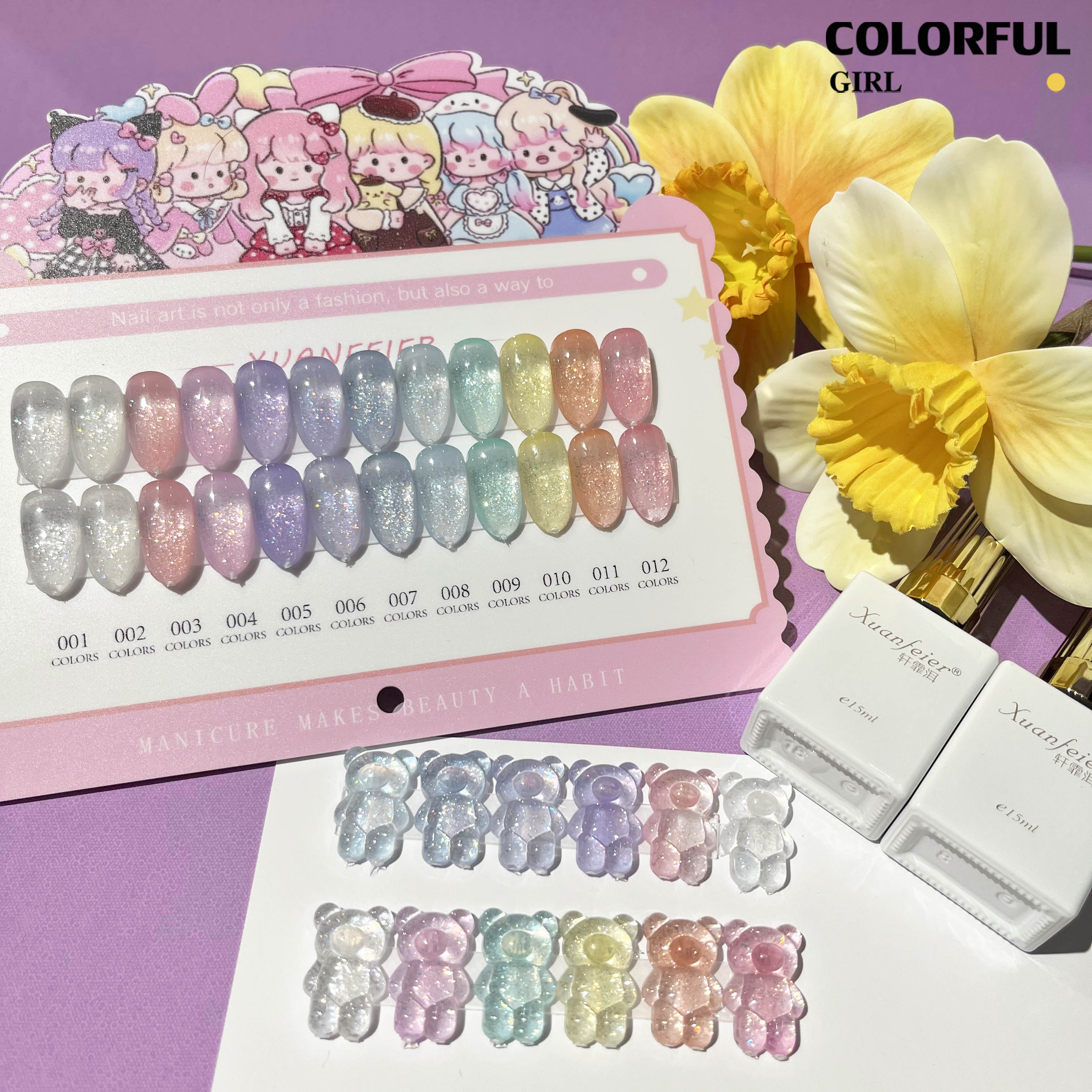 XUANFEIER สีเจลแฟลช 12 สี แถมฟรีชาร์ทสี