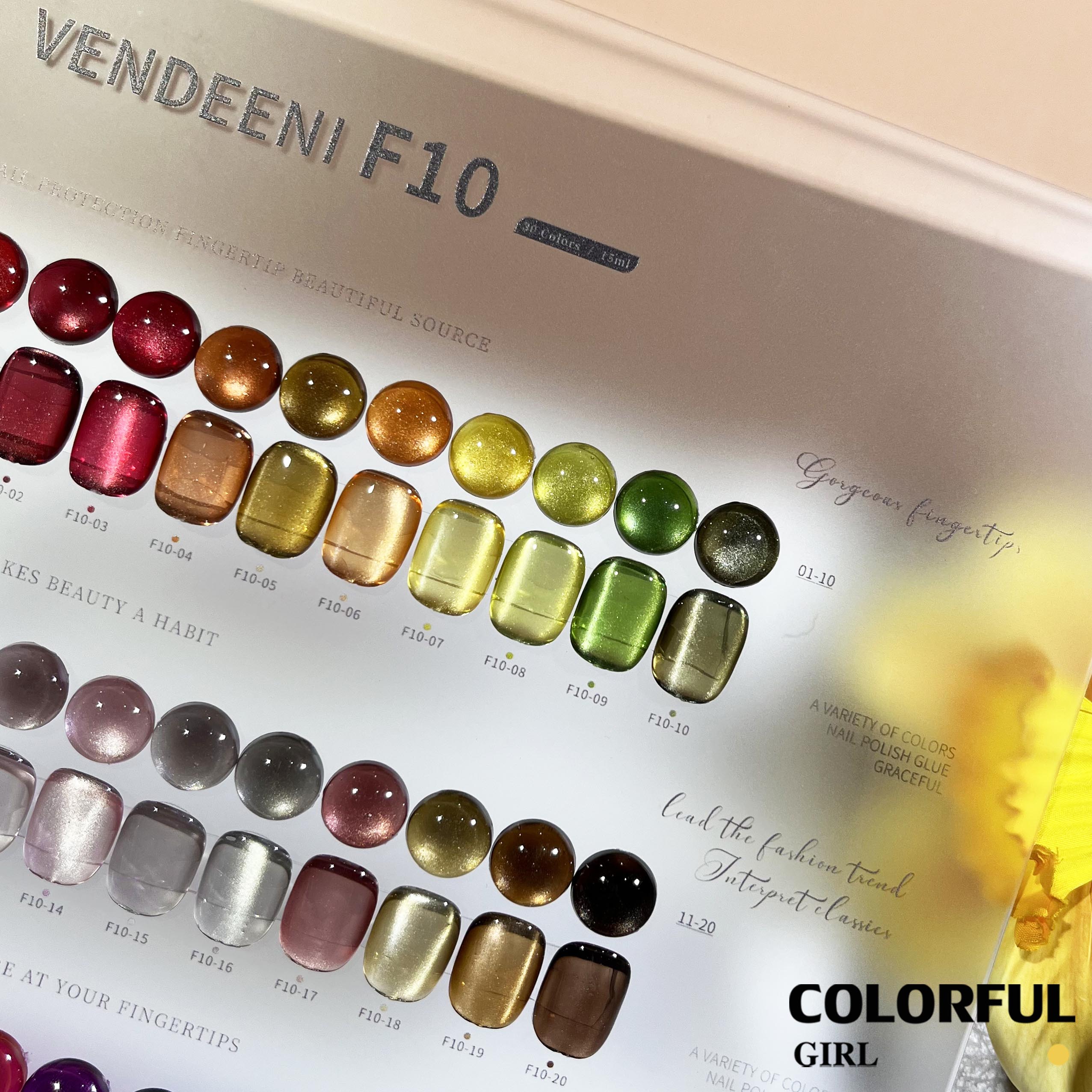Vendeeni VDN-F10 30สี สีเจลแคทอายเนื้อซาติน แถมฟรีชาร์ทสี