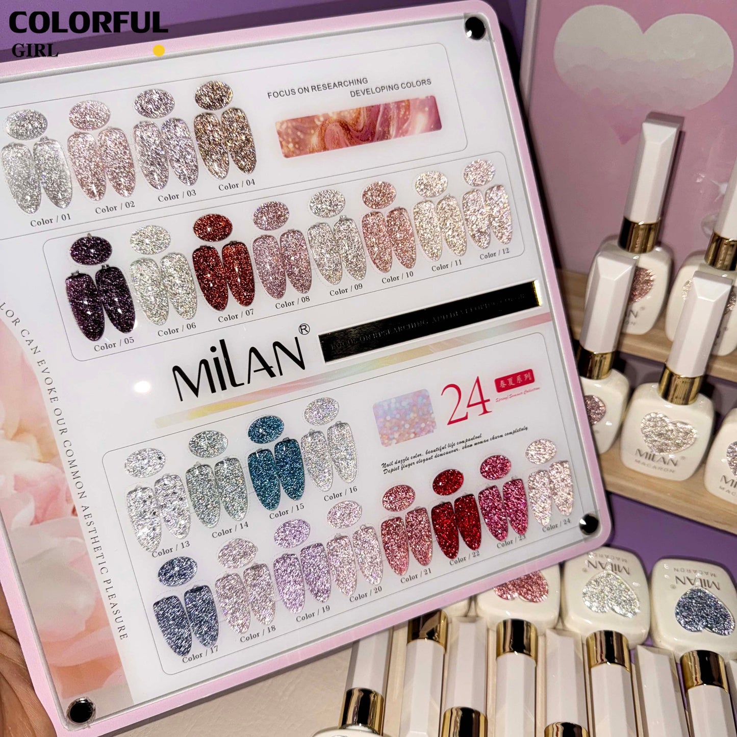 【พร้อมส่ง】MILAN C19สีเจลแฟลช 24สี (milan)สีเจลทาเล็บ สี แถม ชาร์ทสี ยาทาเล็บเจล ชุดสี 24สี + ฟรีชาร์ทสี