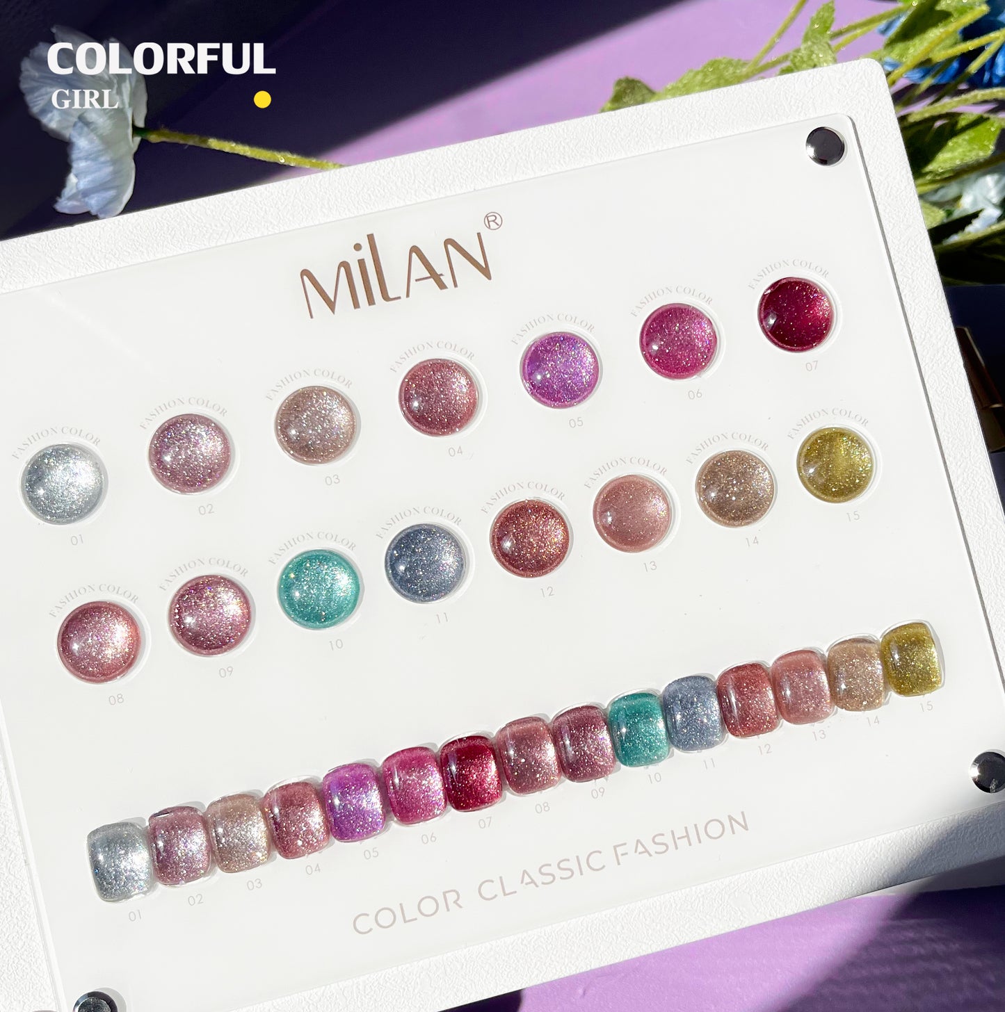 【พร้อมส่ง】MILAN 15สี (MILAN) Very bright cat-eye gel. Cat Eye แถมชาทสีฟร สีลูกแก้ว สีเจล ยกเซต เซตสีเจลฟรีชาร์ทสี