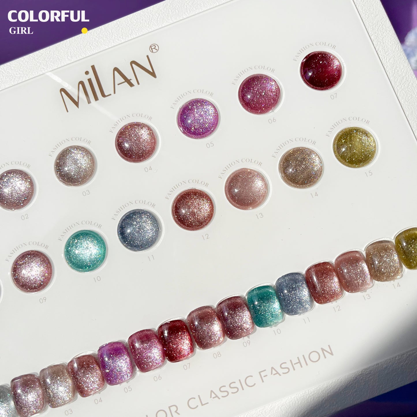 【พร้อมส่ง】MILAN 15สี (MILAN) Very bright cat-eye gel. Cat Eye แถมชาทสีฟร สีลูกแก้ว สีเจล ยกเซต เซตสีเจลฟรีชาร์ทสี