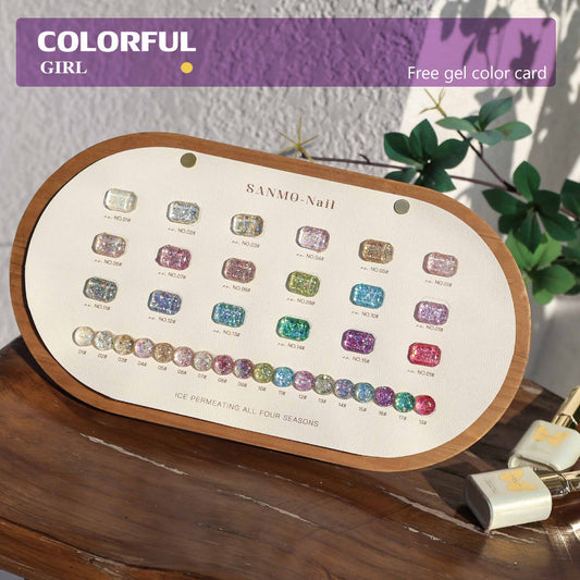 【พร้อมส่ง】18สี  สีสันเงางามมากค่ะ  สีเจลกลิซเตอร์ SANMO สี ( SANMO) สีเจล18สี   แถม ชาร์ทสี  กลิตเตอร์สีรุ้งวิบวับ