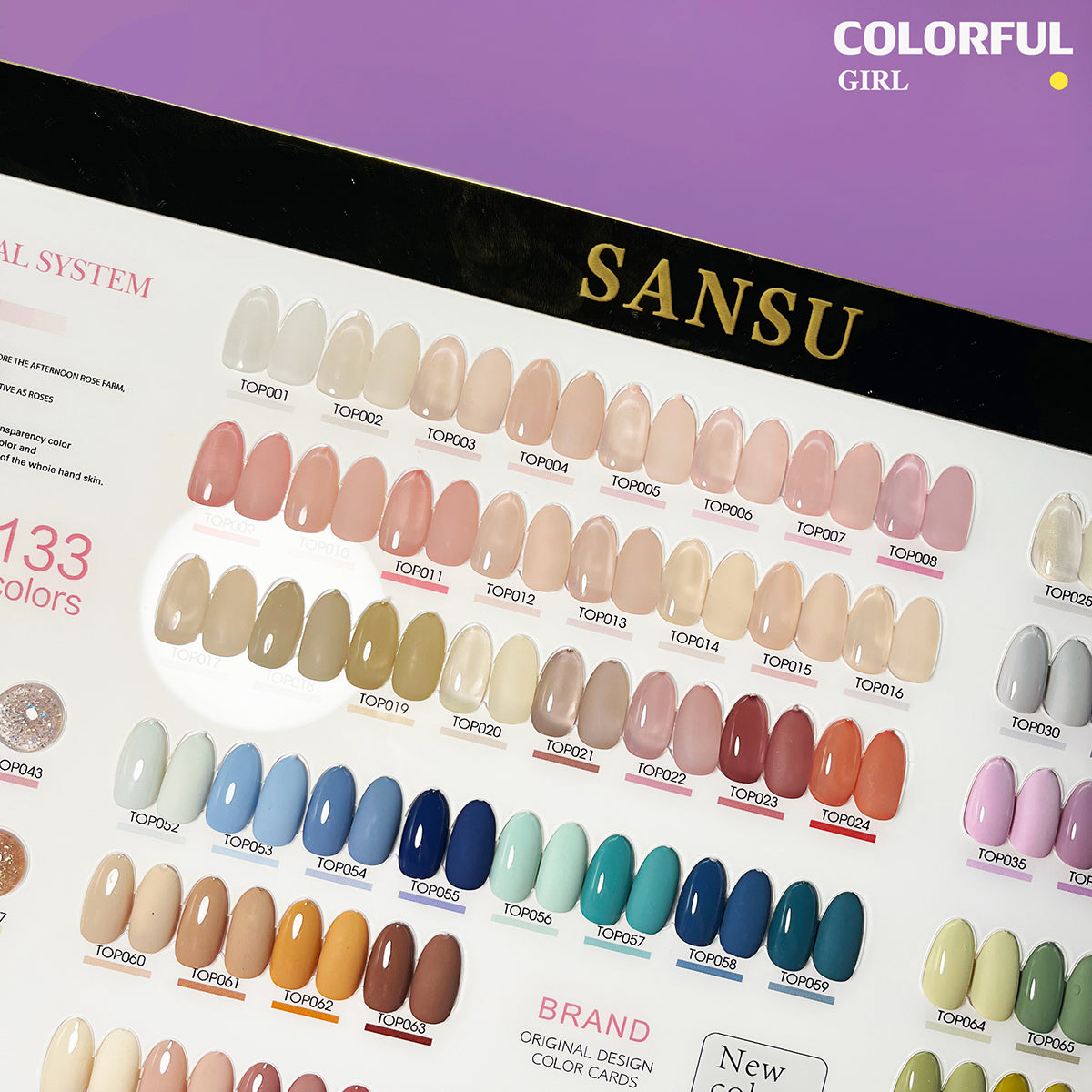 สีเจล SANSU 133 สี ชุดยาทาเล็บ 15ml/ขวด การ์ดสีฟรี +TOP COAT+BASE COAT ชุดร้านเล็บ พร้อมชาร์ทโชว์ ขวดสีเดียวกับสี