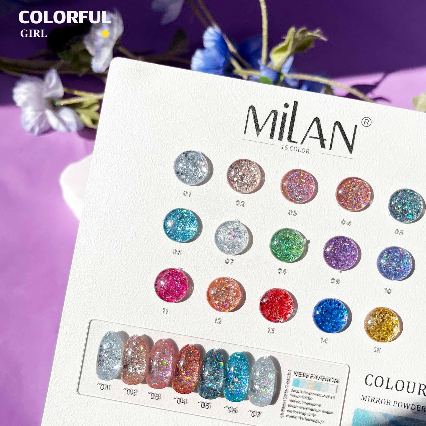 【พร้อมส่ง】MILAN 15สี สีเจล สีเจลแฟลช15สี สีเจลกลิซเตอร์ แถม ชาร์ทสี
