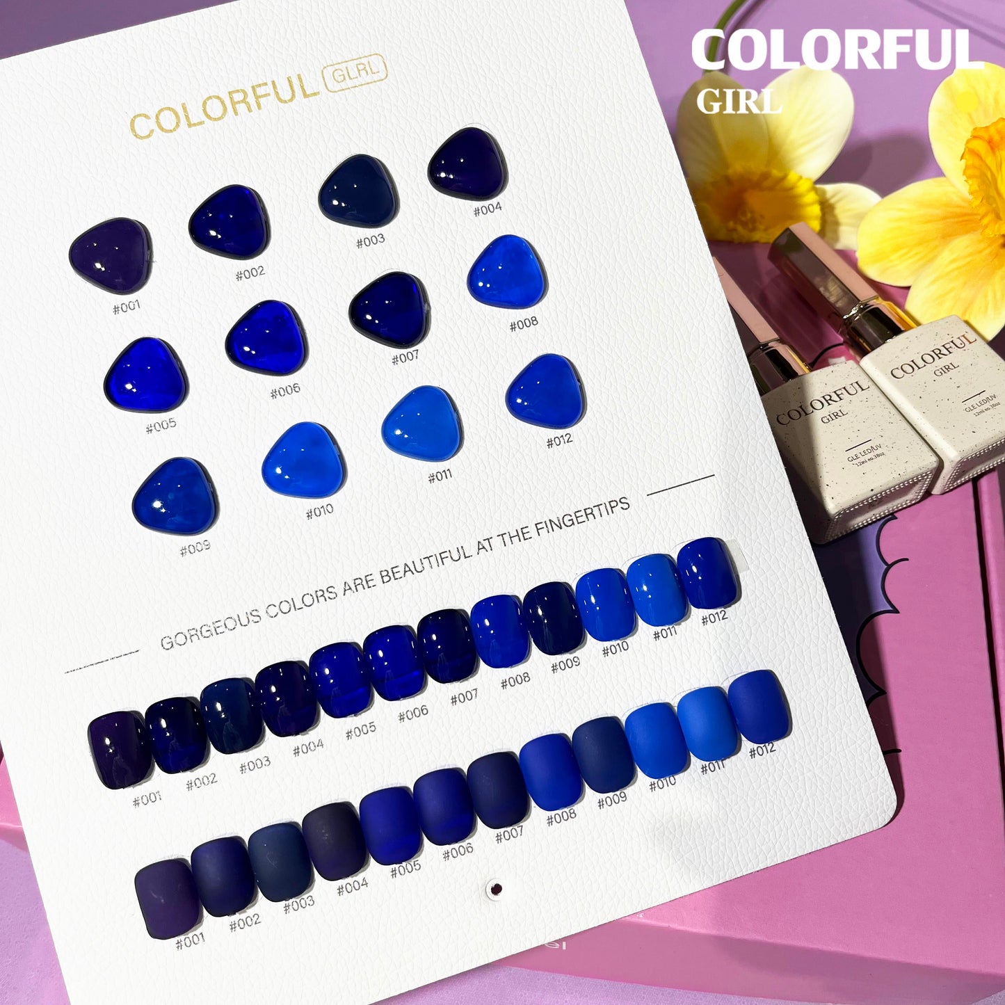 【พร้อมส่ง】 สีทาเล็บเจลColorful girl สี( Colorful girl) สีเจล สีเจลสีพื้น 12สีชุดเจลสีฟ้า แถม ชาร์ทสี