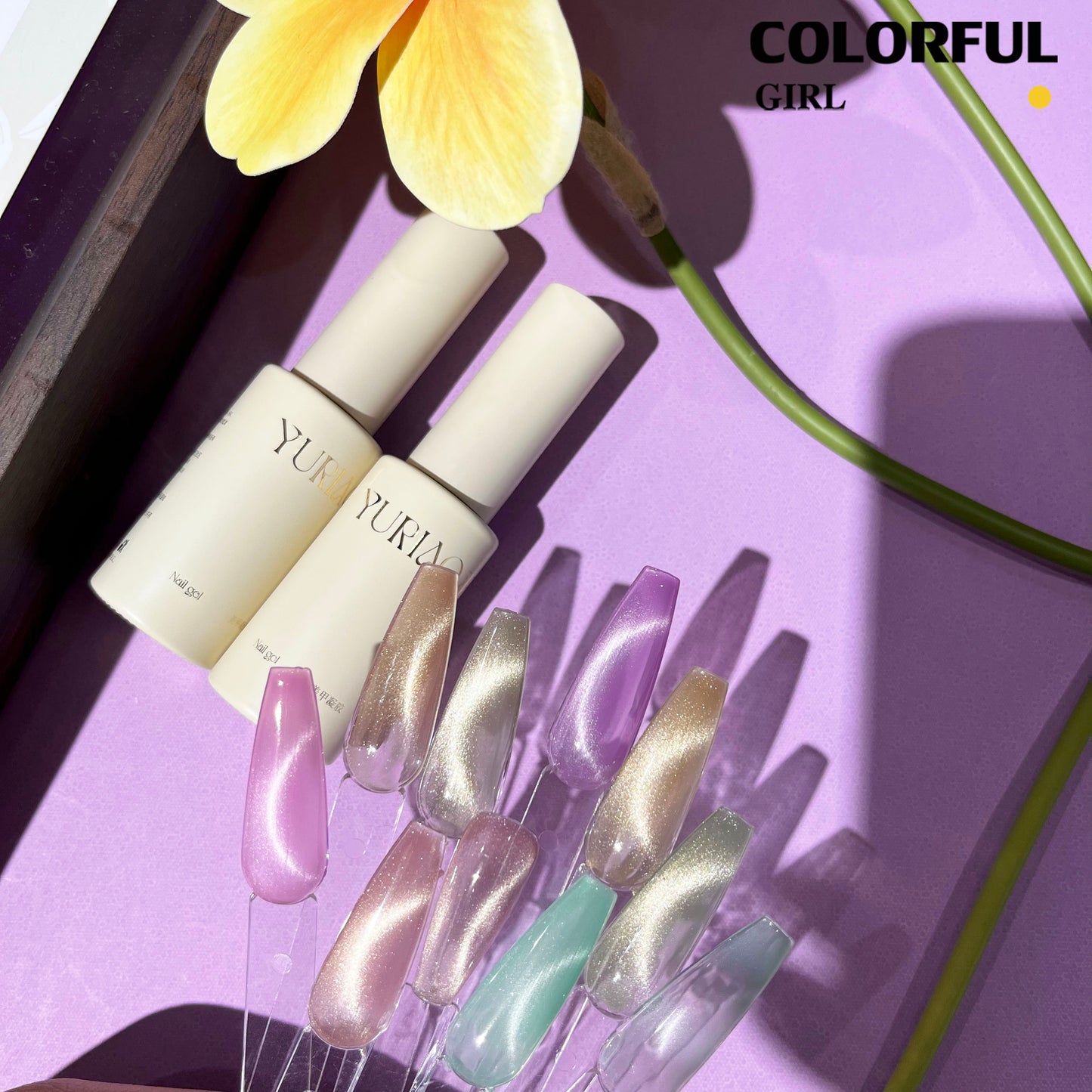【พร้อมส่ง】YURIAO32สี สีเจลแคทอายเนื้อซาติน สีลูกแก้ว ฟรีชาร์ทสี Cat eye แม่เหล็ก (แถม ชาร์ทสี ทามาให้แล้ว)