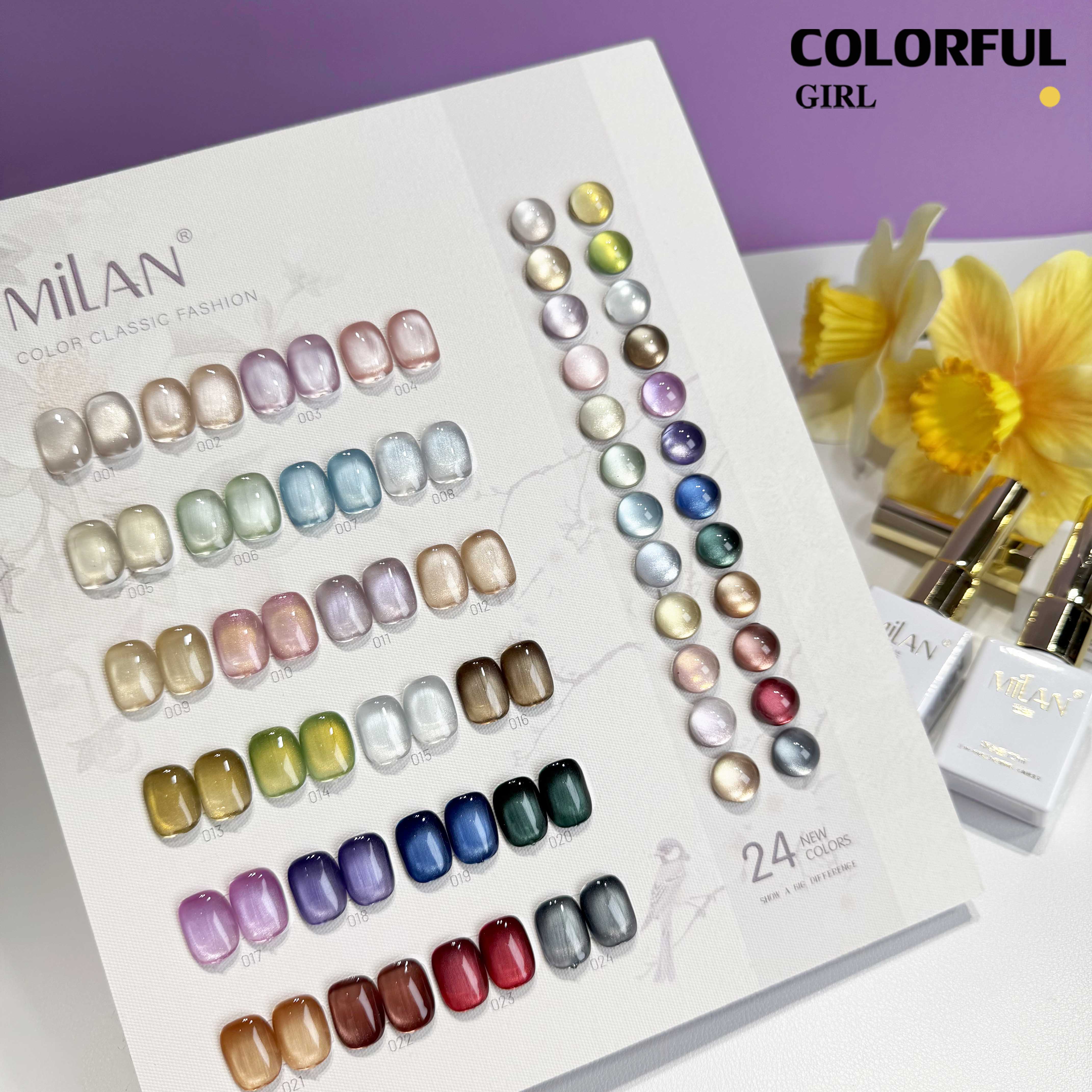 สีเจลแคทอายเนื้อซาติน + สีเจลแคทอายลูกแก้ว เซ็ต 24 สี แถมฟรีชาร์ทสี
