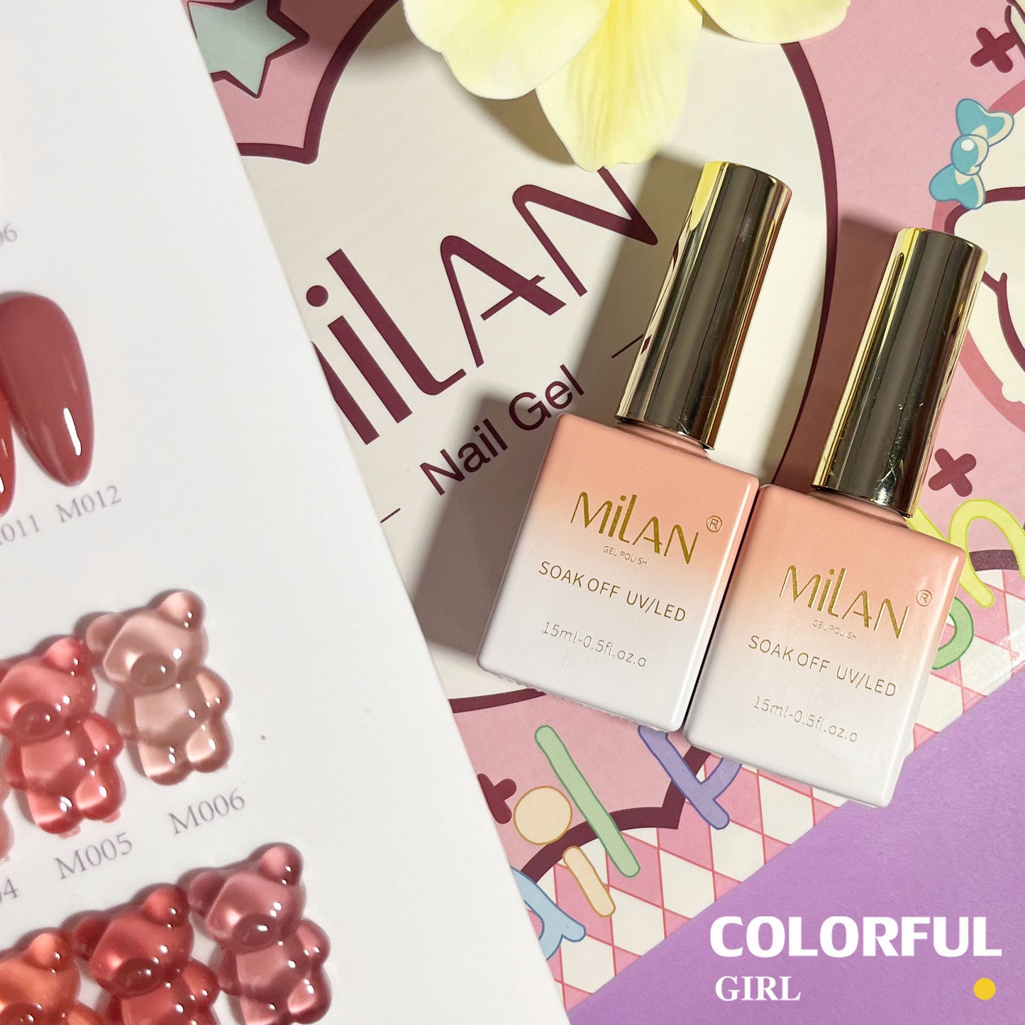 ✨พร้อมส่ง🇹🇭✨สีเจลไซรัปรุ่นใหม่ MILAN 12 สี สีเจลไซรัป โทนชมพู Ice Peach 12 สี แถม ชาร์ทสี สีเจลไซรัปIce Peach