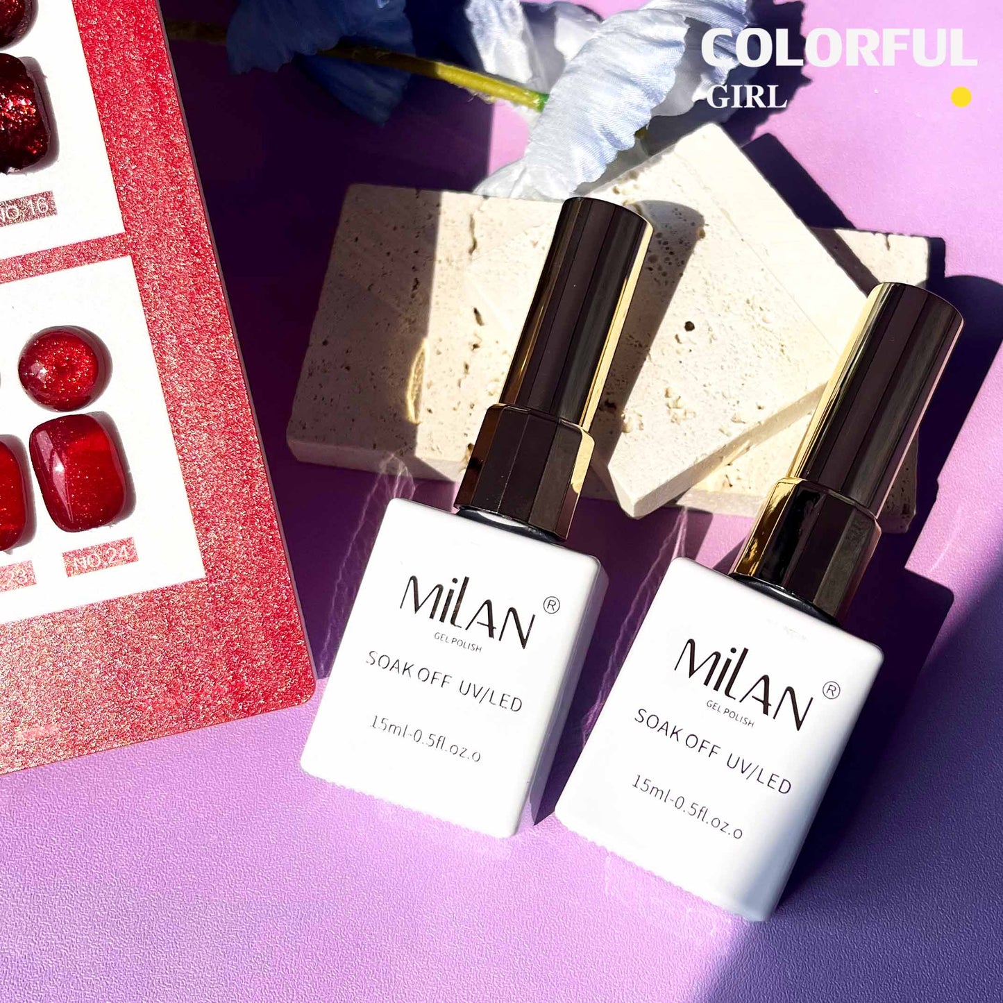 【พร้อมส่ง】MILAN 24สี  สีเจลเซ็ตสีแดง  โทนสีแดง ลูกแก้วแดง สีแดงกลิตเตอร์  ฟรีชาร์ทสี