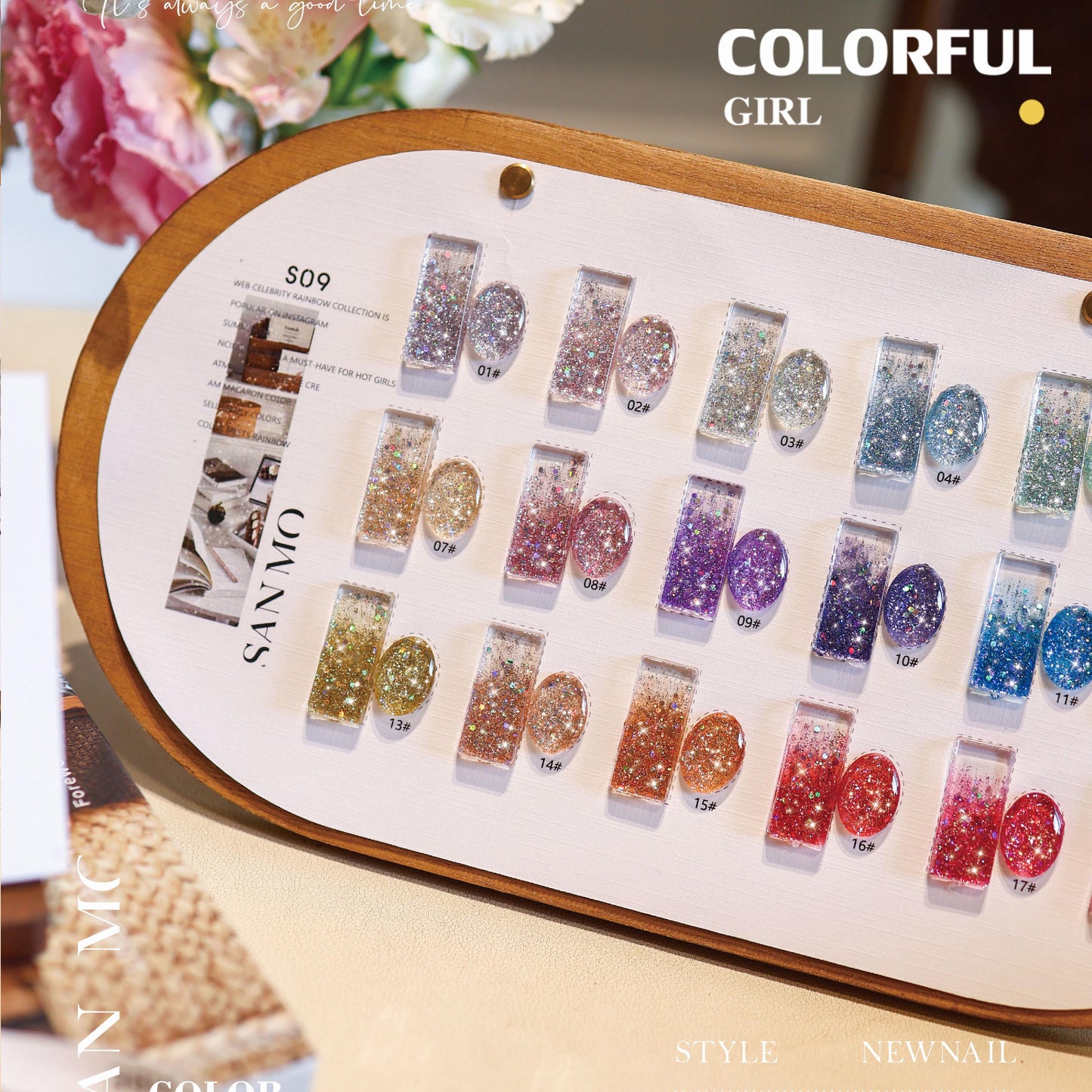 【พร้อมส่ง】สีเจลกากเพชรวิ้งแน่น 18 สี (SANMO)สีสวย แถมชาทสีฟร แถม ชาร์ทสี กลิตเตอร์สีรุ้งวิบวับ