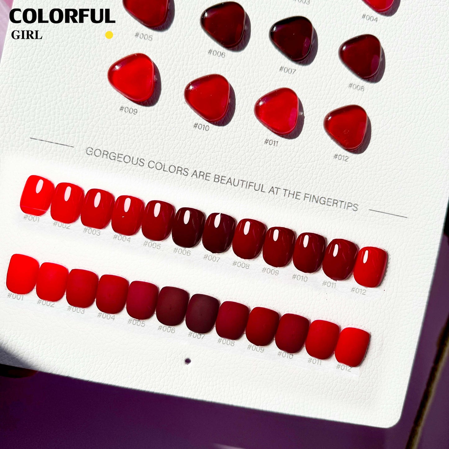 【พร้อมส่ง】 สีทาเล็บเจล Colorful Girl สี( Colorful Girl) สีเจล สีเจลสีพื้น 12สีชุดเจลสีแดง แถมชาร์ทสี