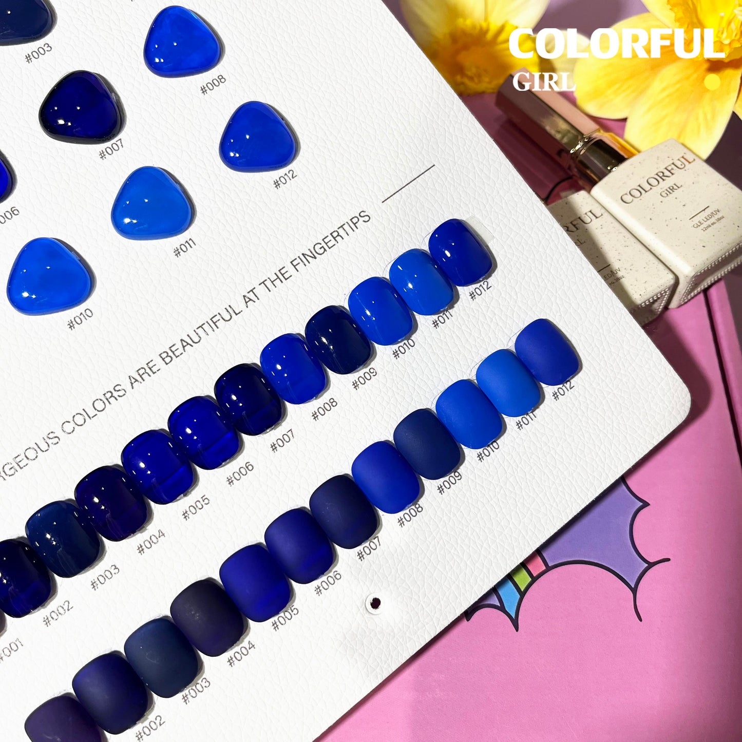 【พร้อมส่ง】 สีทาเล็บเจลColorful girl สี( Colorful girl) สีเจล สีเจลสีพื้น 12สีชุดเจลสีฟ้า แถม ชาร์ทสี