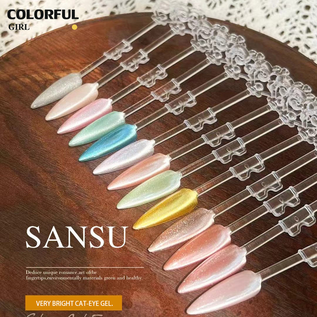 【พร้อมส่ง】 sansu 28สี Very bright cat-eye gel. Cat Eye เนื้อละเอียด สีเจลแคทอาย สีลูกแก้ว สีเจล ยกเซต เซตสีเจลฟรีชาร์ทสี