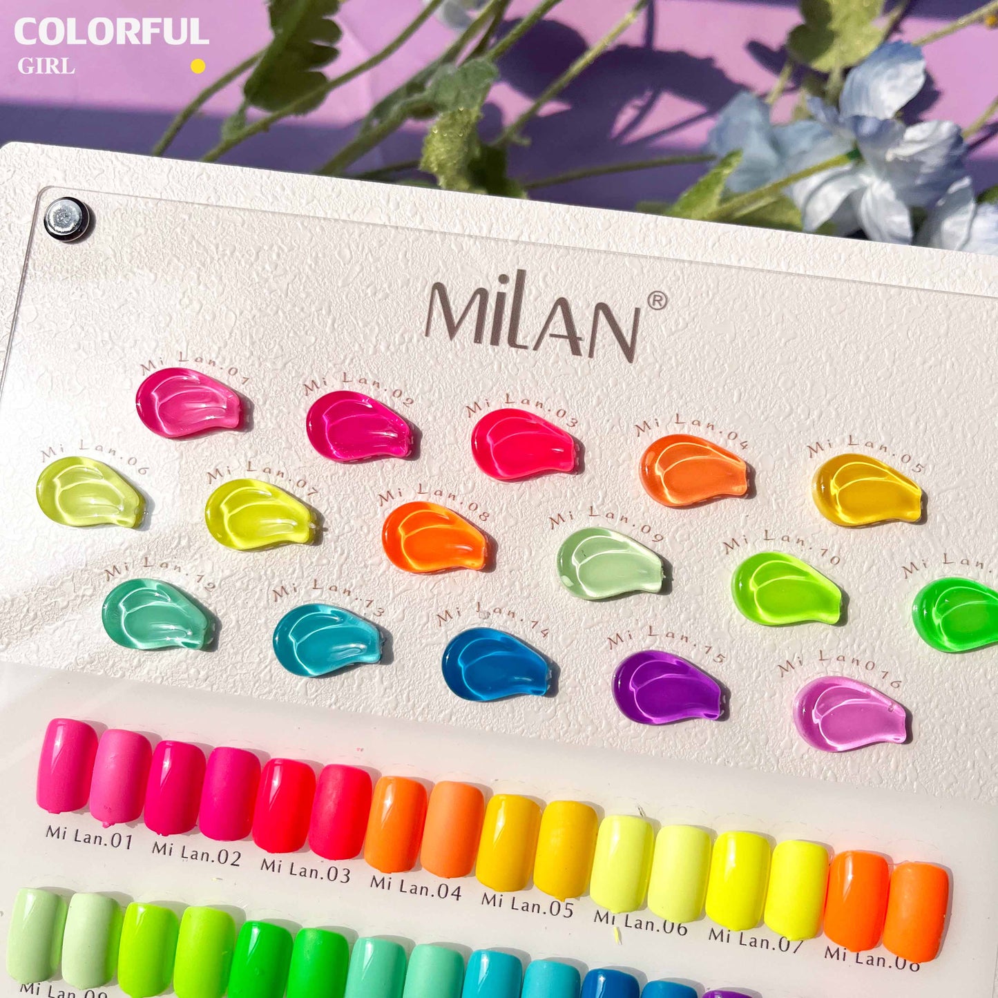 【พร้อมส่ง】 สีทาเล็บเจล (MILAN 16สี) สีเจล นีออน16สี แถมชาทสีฟร +แถมชาทสีฟร