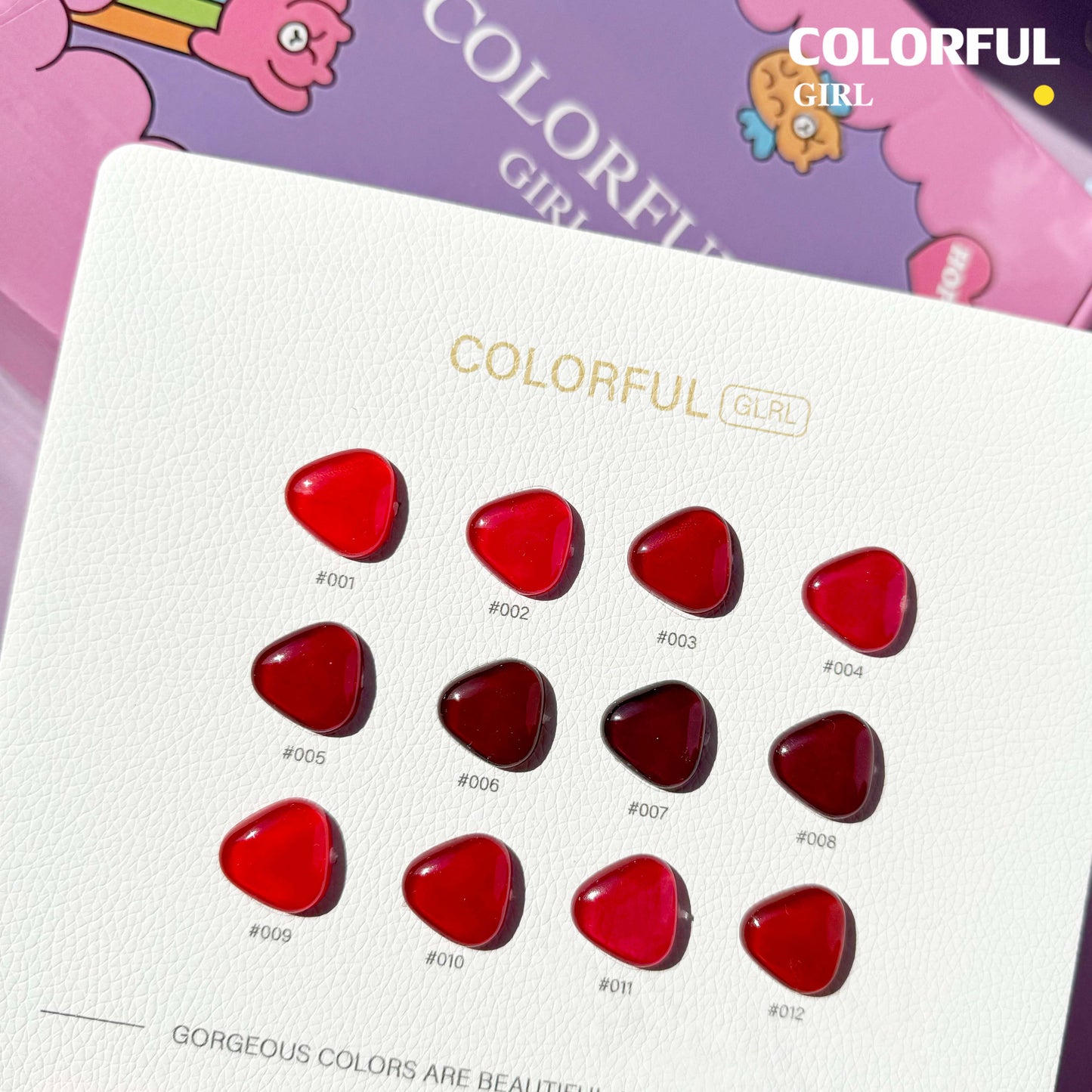 【พร้อมส่ง】 สีทาเล็บเจล Colorful Girl สี( Colorful Girl) สีเจล สีเจลสีพื้น 12สีชุดเจลสีแดง แถมชาร์ทสี