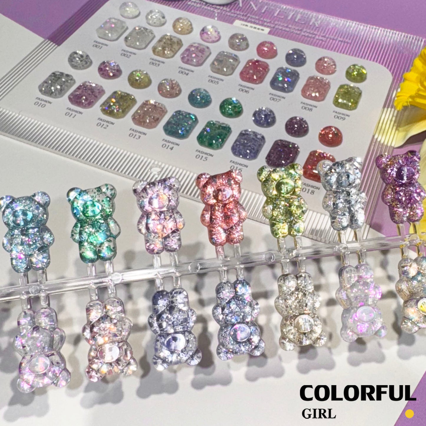 【พร้อมส่ง】สีสีเจล XUANFEIERสีกากเพชร สีเจลกลิซเตอร์ 18 สี แถม ชาร์ทสี(XUANFEIER) สีเจลกลิซเตอร์