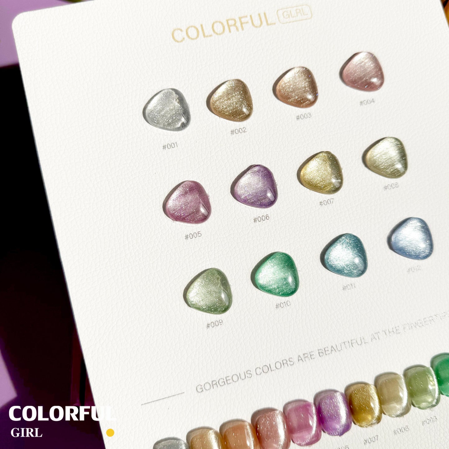 【พร้อมส่ง】 สีทาเล็บเจล Colorful girl สี( Colorful girl) สีเจล สีเจลแคทอาย12สี สีเจลแคทอาย แถม ชาร์ทสี