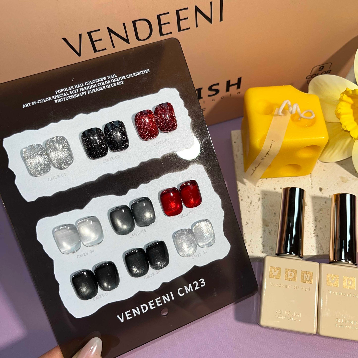 พร้อมส่งในไทย สีลูกแก้ว ฟรีชาร์ทสี Cat eye +สีเจลแฟลช《 VENDEENI CM-23》9สี สีลูกแก้วแคทอาย สีลูกแก้ว ส่งไว! พร้อมชาร์ทสีค่ะสีแน่นสวยมากเลยนะคะ เอฟเฟกต์มันเงามาก