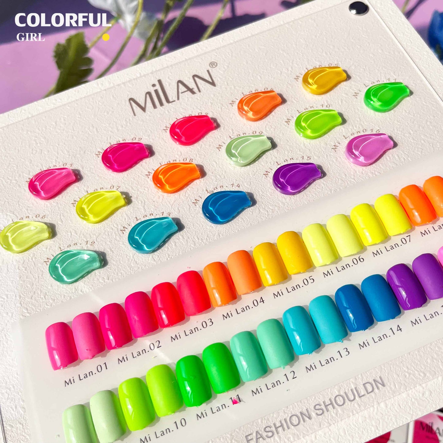 【พร้อมส่ง】 สีทาเล็บเจล (MILAN 16สี) สีเจล นีออน16สี แถมชาทสีฟร +แถมชาทสีฟร