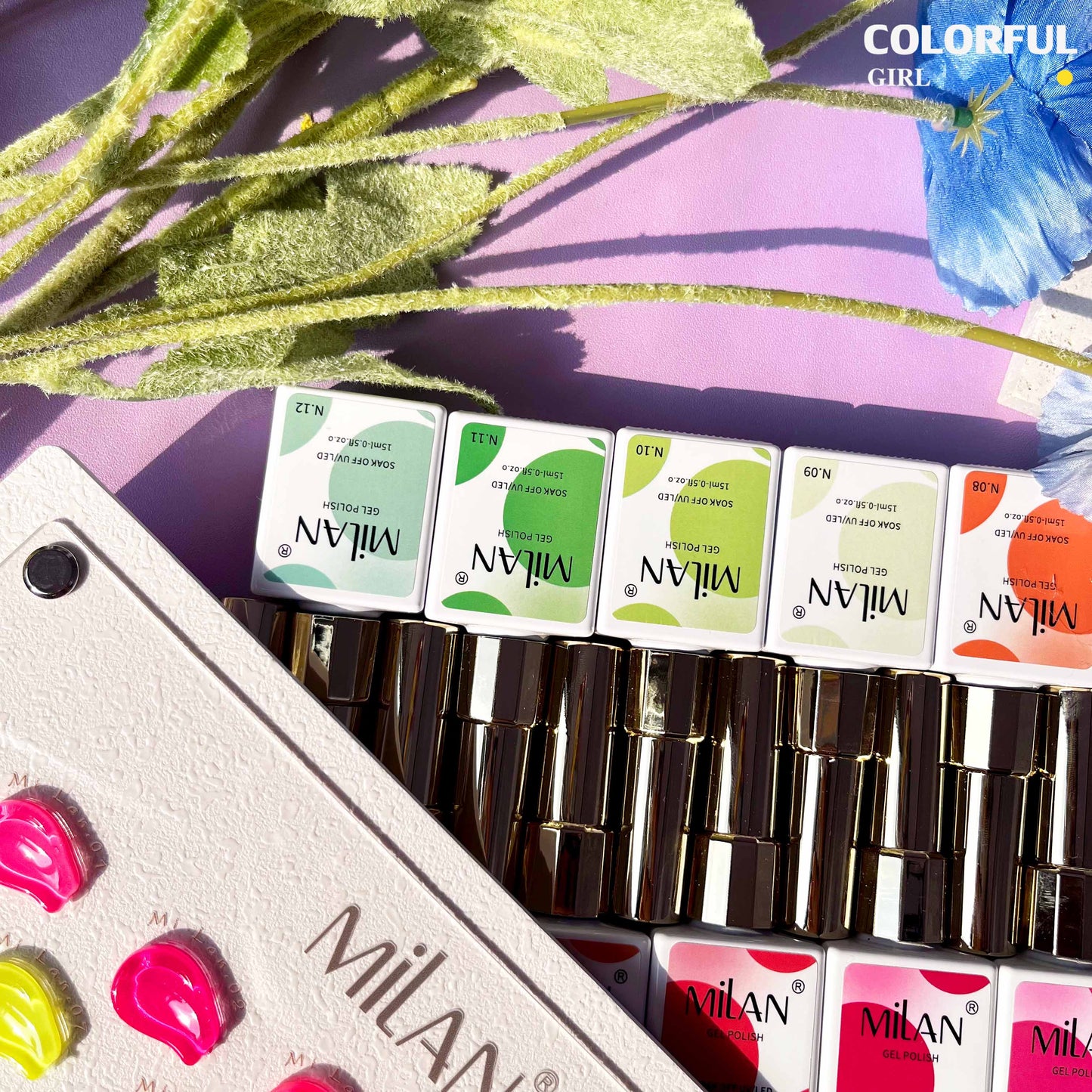 【พร้อมส่ง】 สีทาเล็บเจล (MILAN 16สี) สีเจล นีออน16สี แถมชาทสีฟร +แถมชาทสีฟร